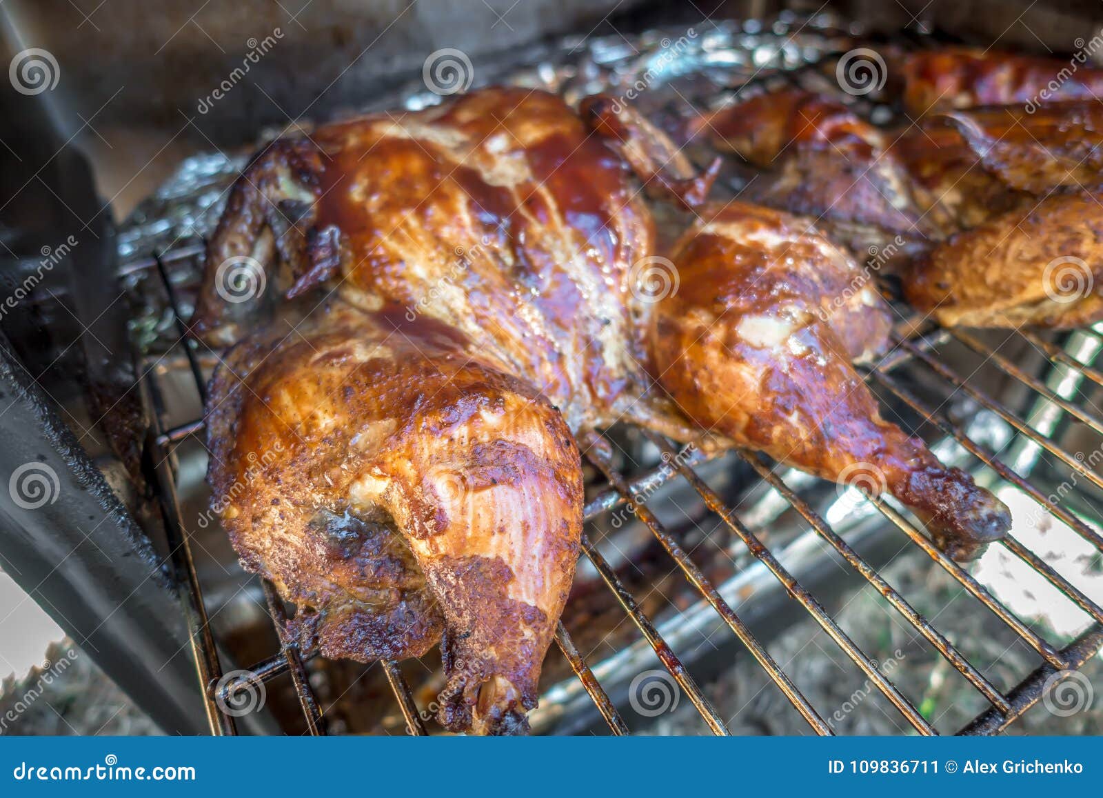 Whole Chicken Smoked in Electric Bbq Smoker Stock Image Image of