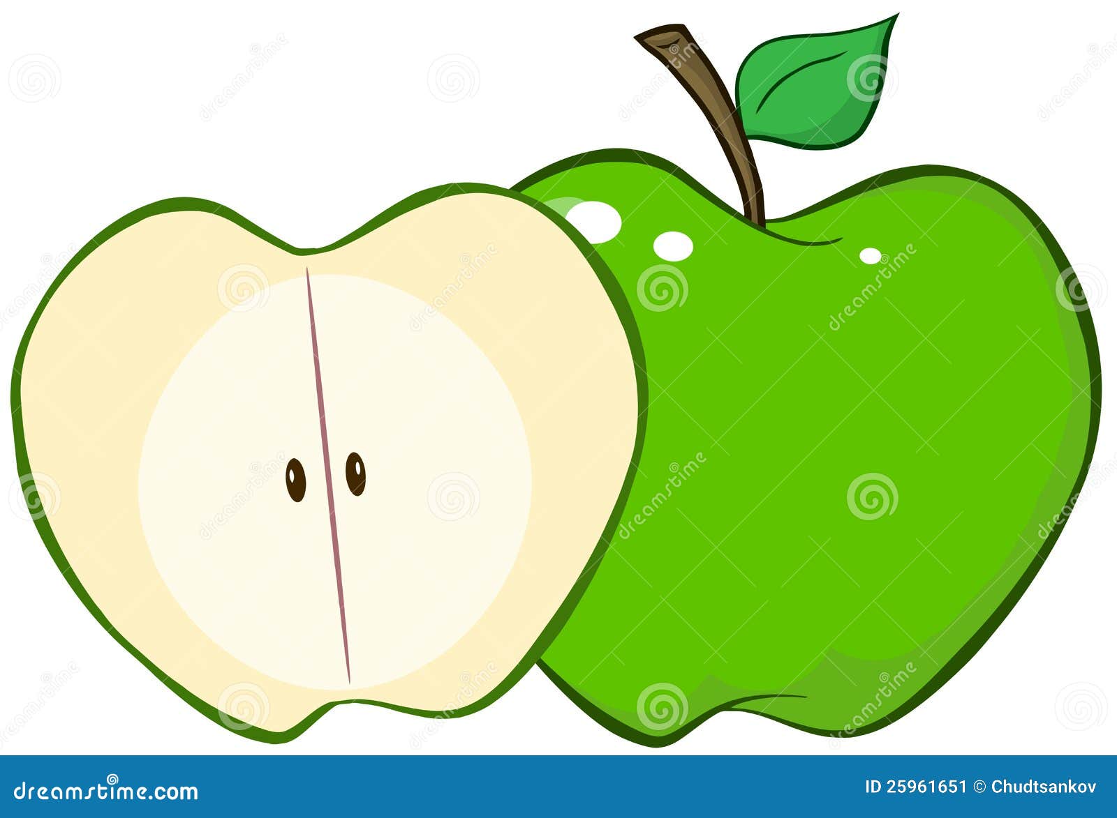 Whole And Cut Green Apple Stock Vector Illustration Of Dessert