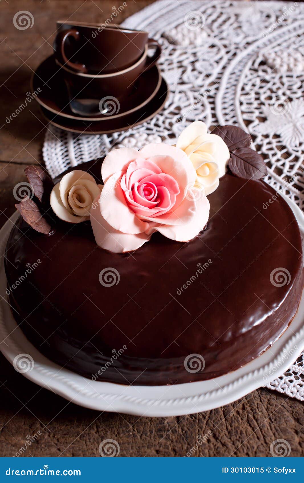 Dark Chocolate cake stock image. Image of cocoa, leaf 30103015