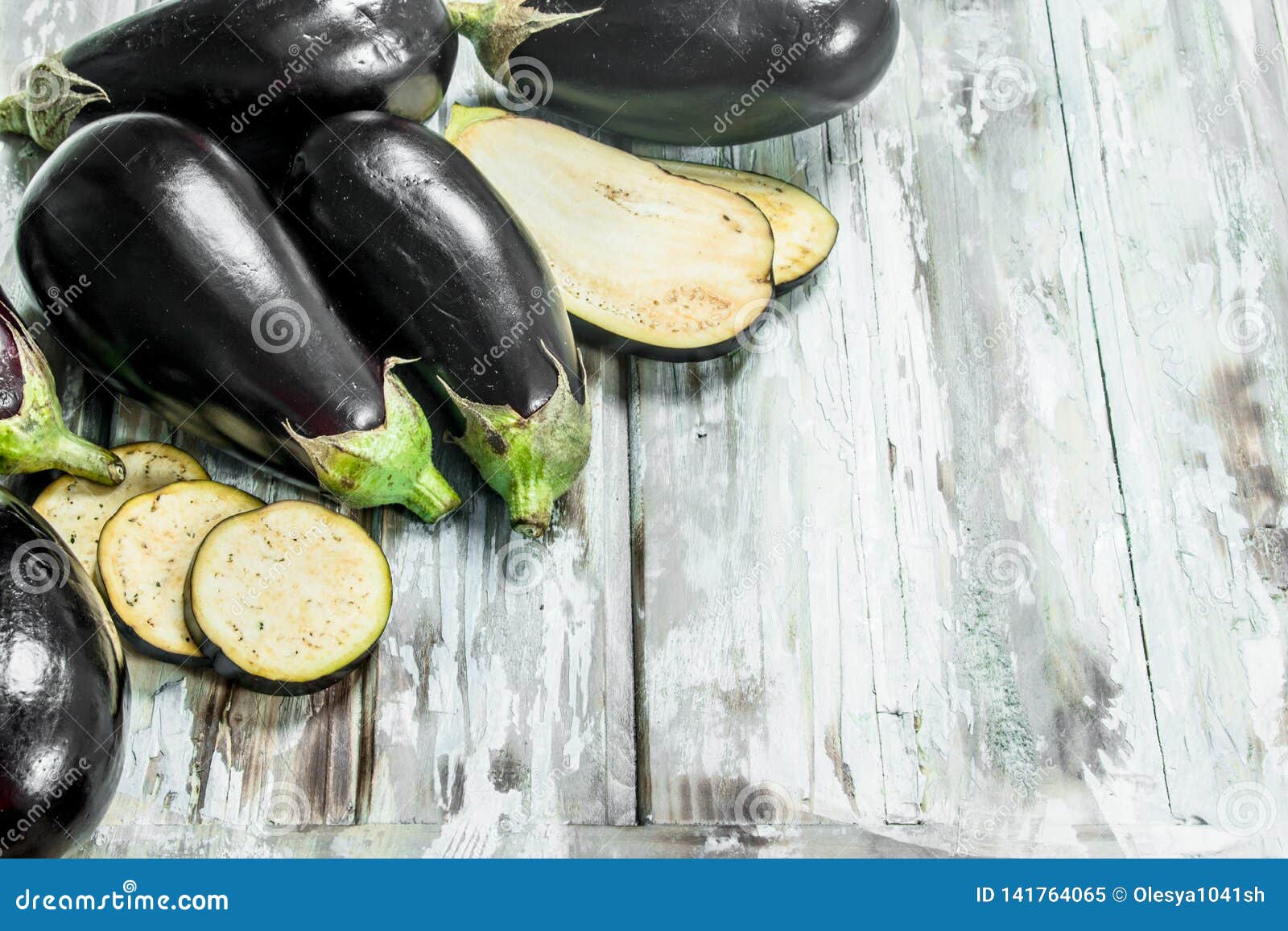 Whole Eggplants and Slice of Eggplant Stock Image Image of healthy