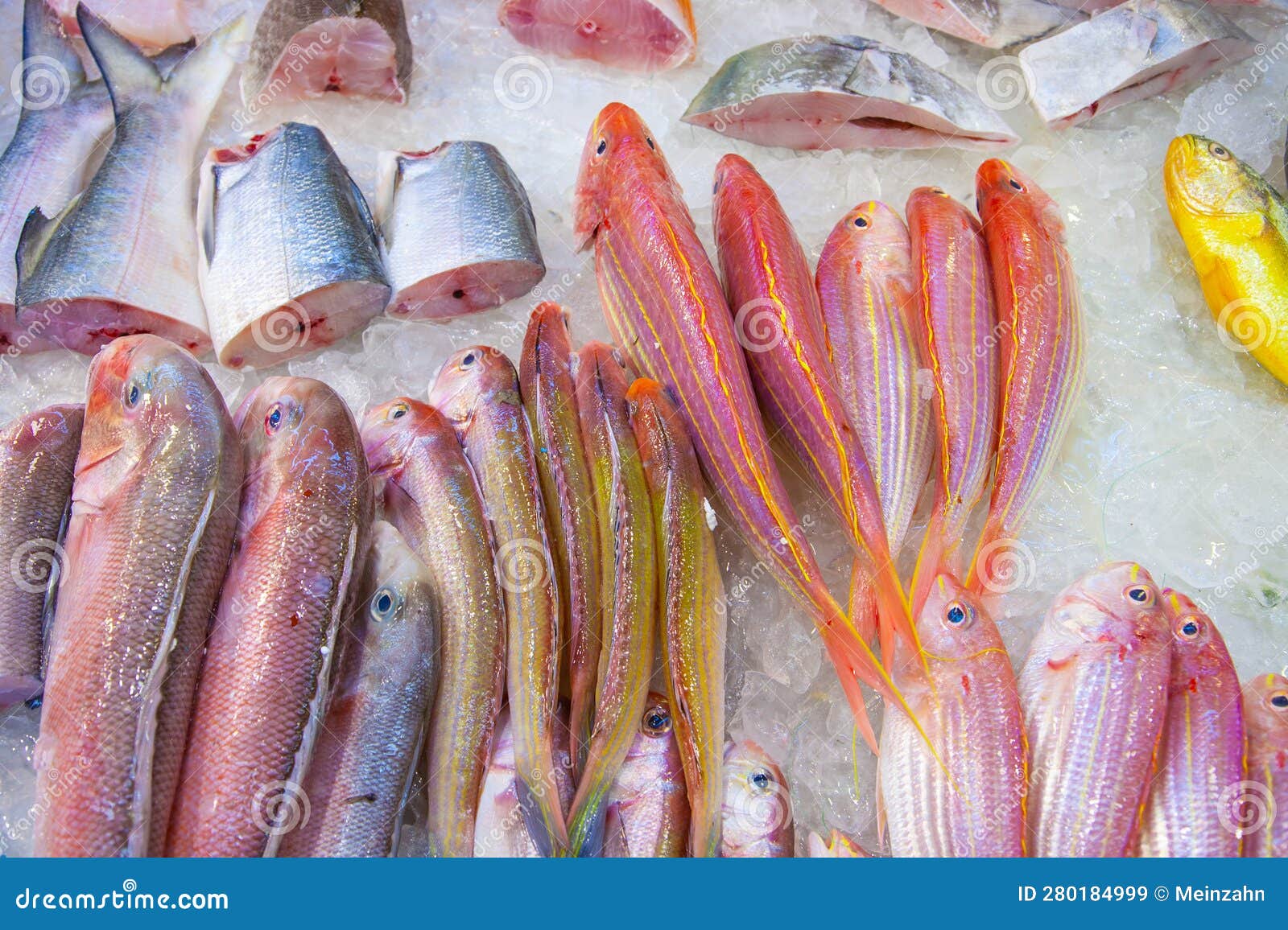 Whole Fresh Fishes Are Offered In The Fish Market Fa Yuen Street Market