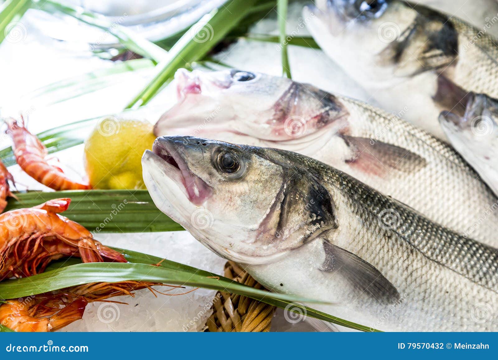 Whole Fresh Fishes Are Offered In The Fish Market Stock Photo Image