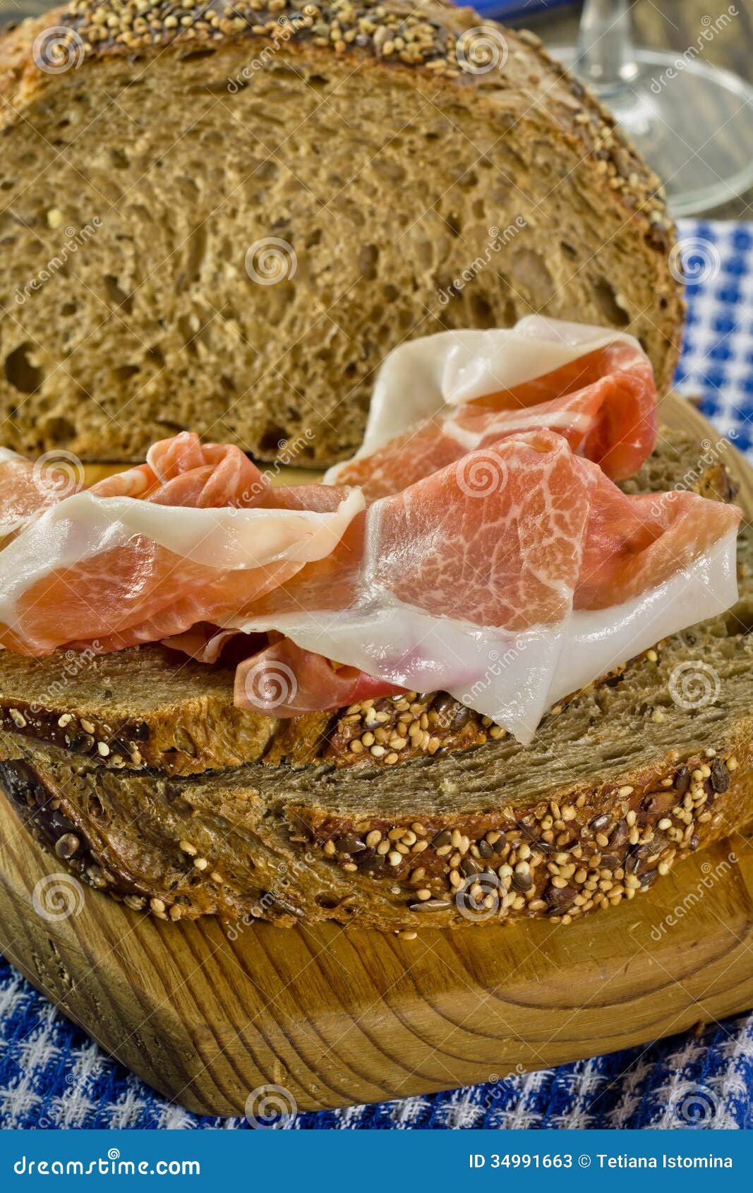 Whole Grain Bread and Prosciutto Ham Stock Image Image of cured