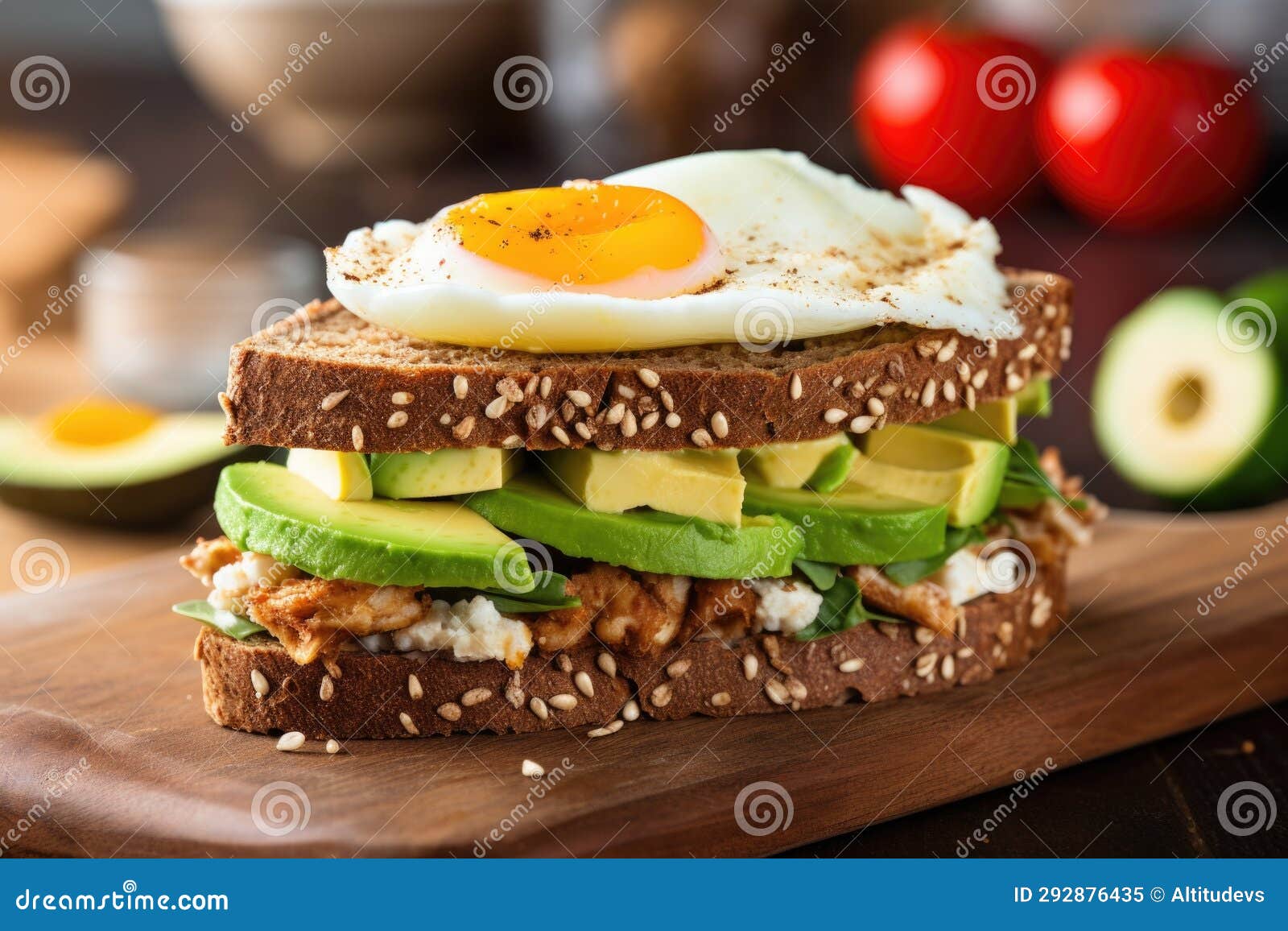 Whole Grain Bread Sandwich with Avocados and Eggs Stock Image Image