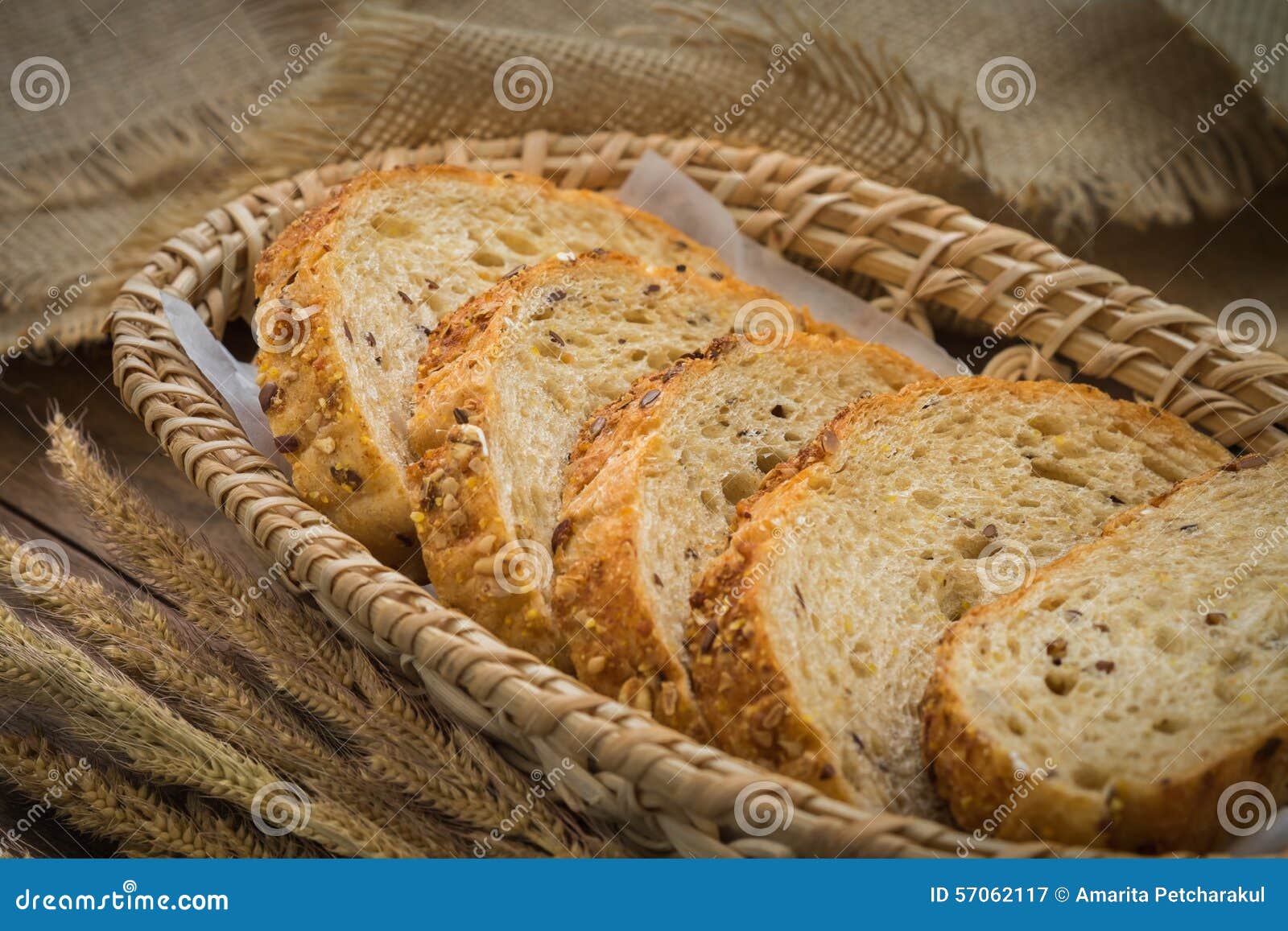 Whole Grain Bread in Wicker Basket Stock Image Image of food, diet