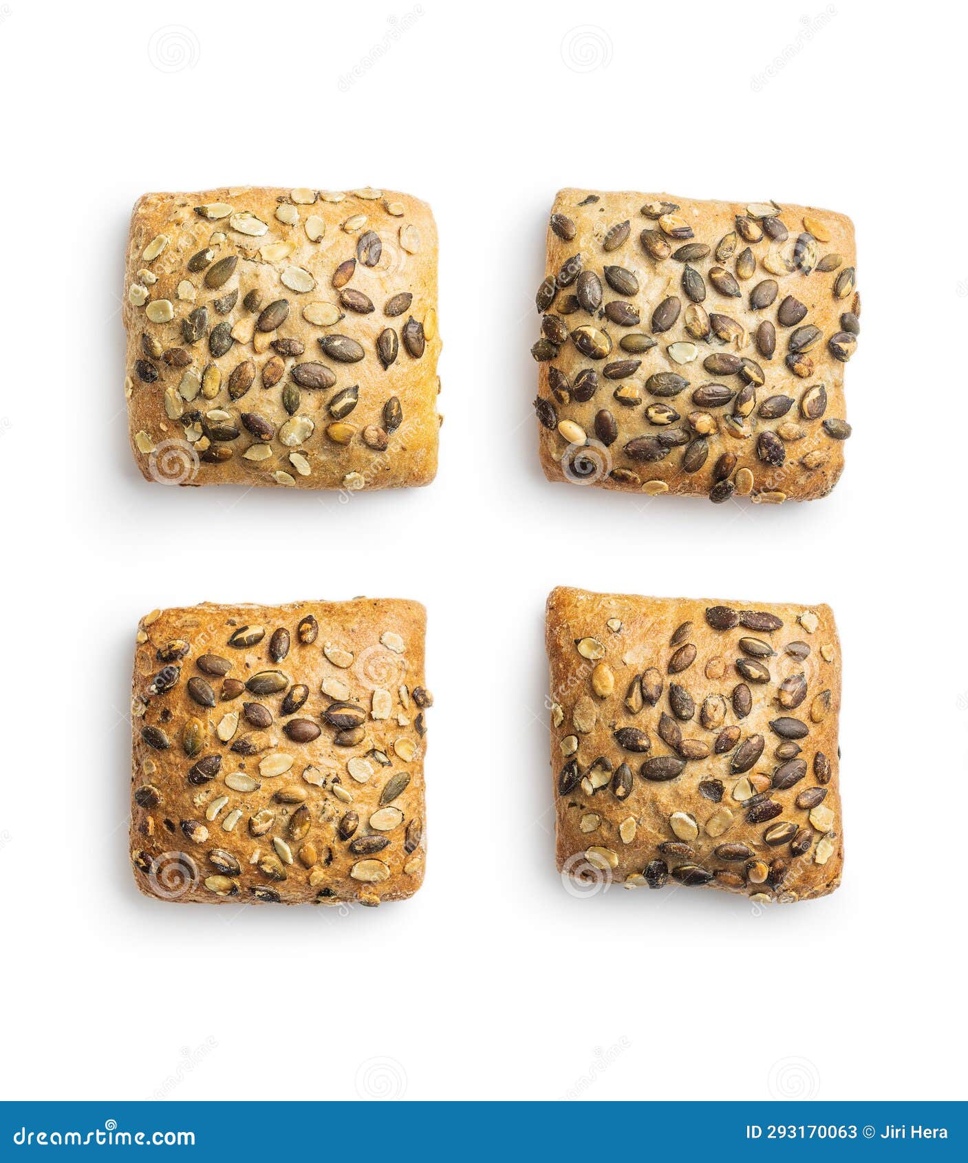 Whole Grain Bun with Pumpkin Seeds Isolated on White Background Stock