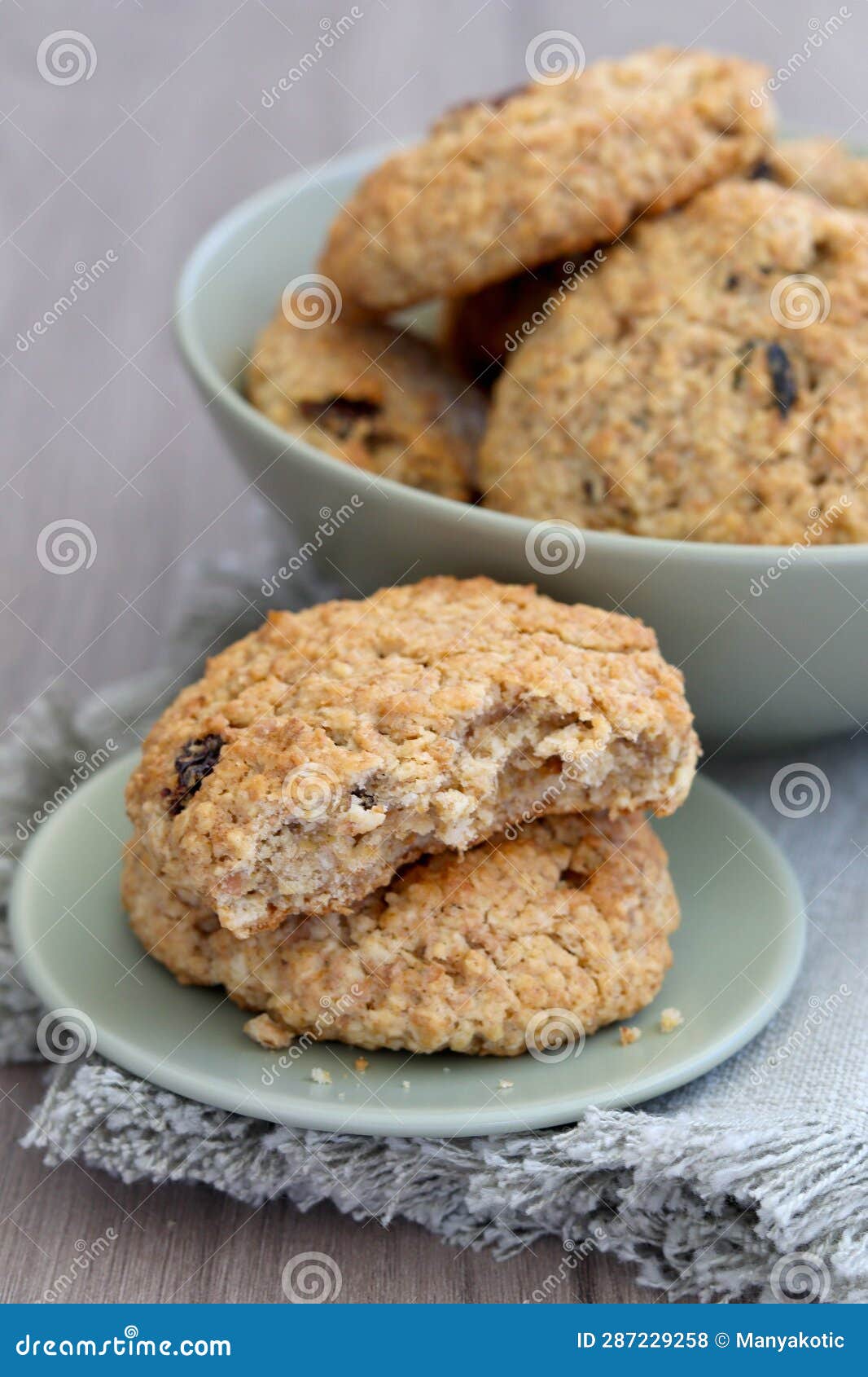 Whole grain oat cookies stock photo. Image of oatmeal 287229258