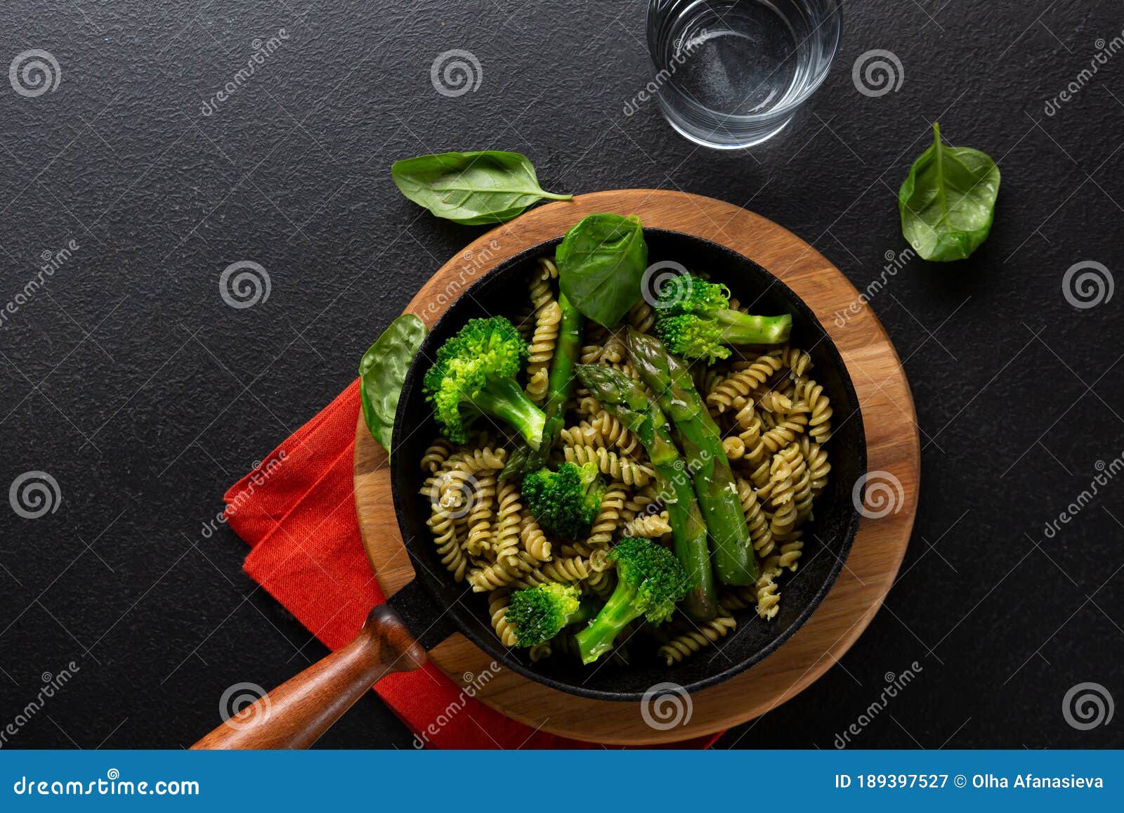 Whole Grain Pasta with Broccoli and Asparagus Stock Image Image of
