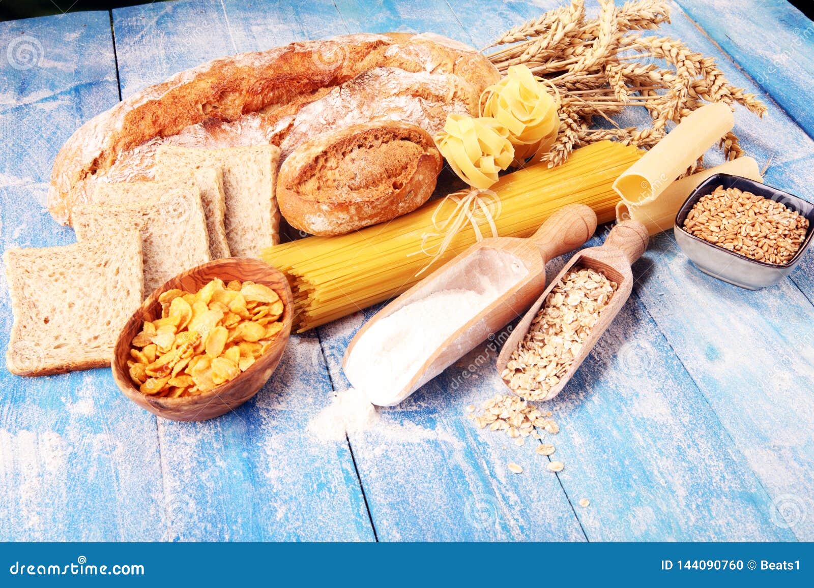 Whole Grain Products with Complex Carbohydrates on Table Stock Photo Image of bread, organic