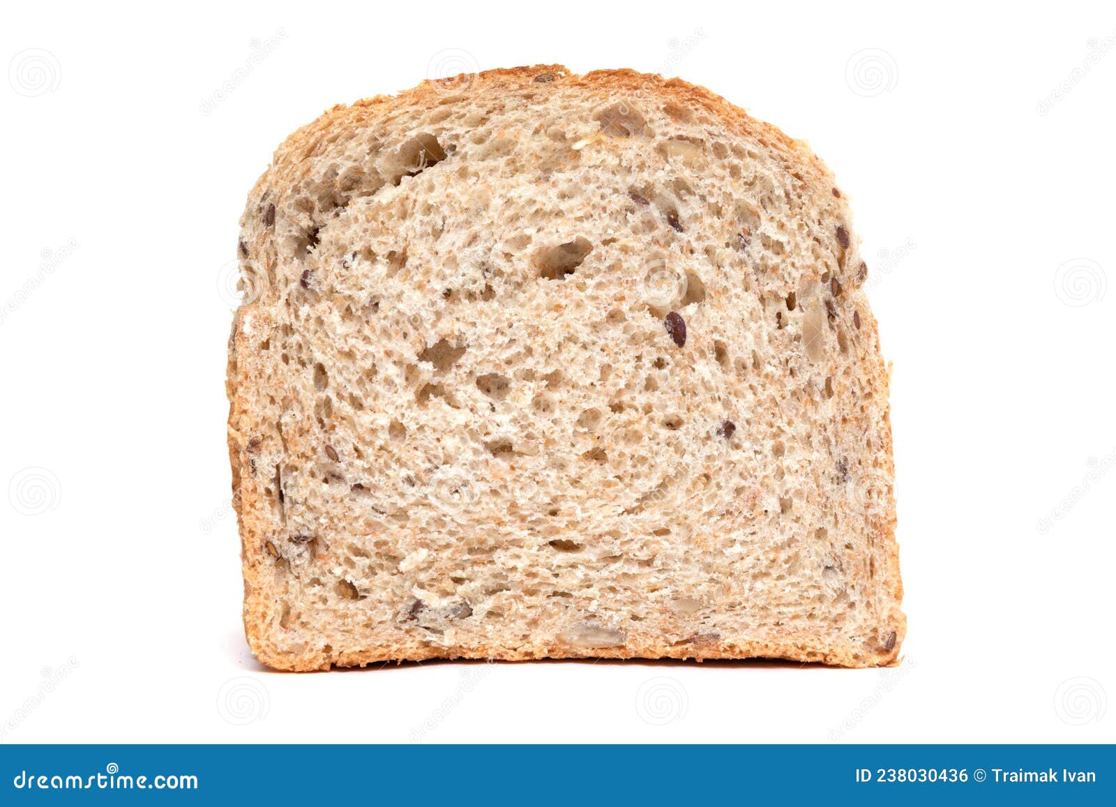 Whole Grain Sandwich Bread Closeup on White Plate Stock Photo Image