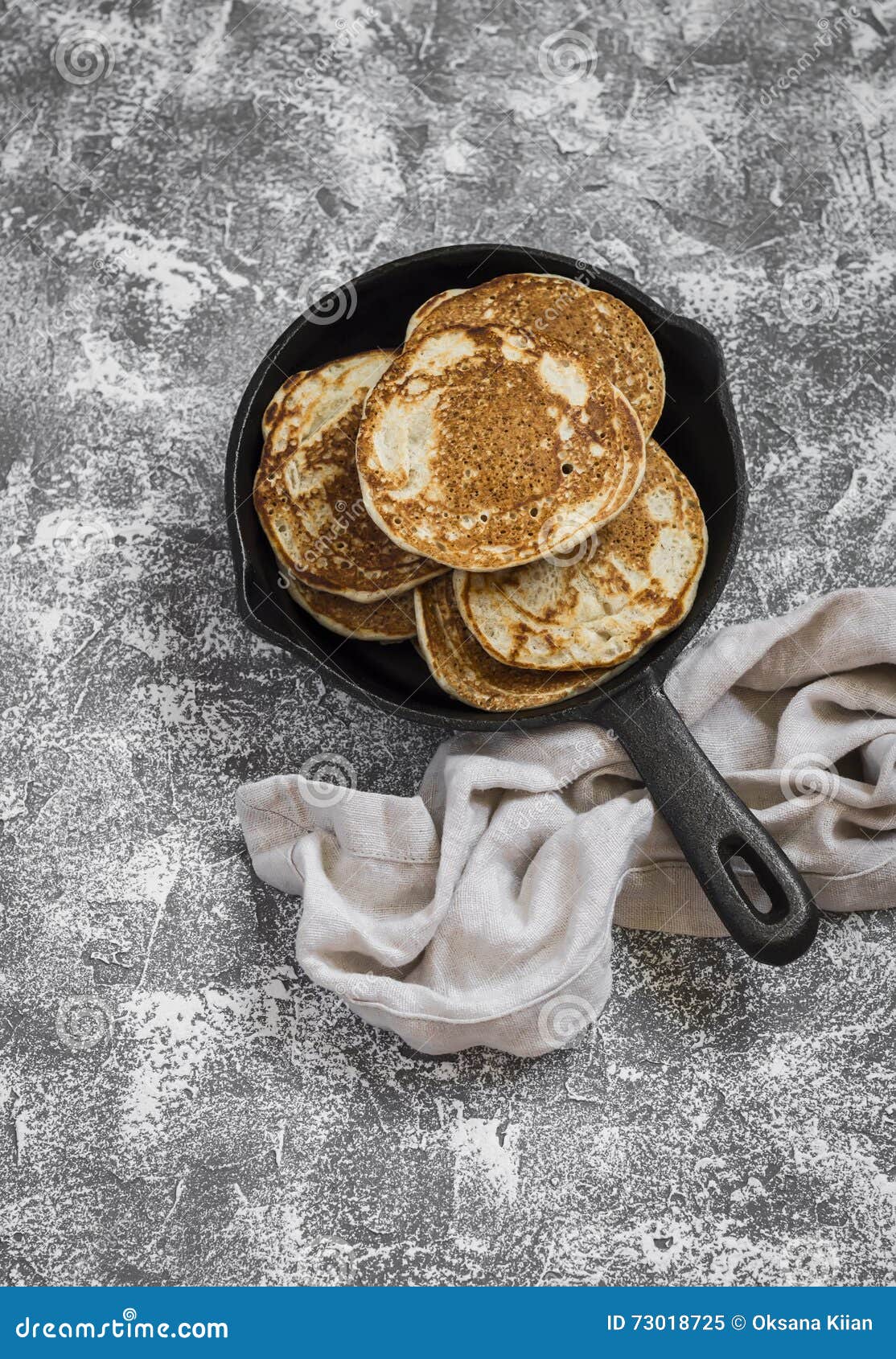 Whole Grain Vegan Pancakes in a Cast Iron Pan Stock Image Image of