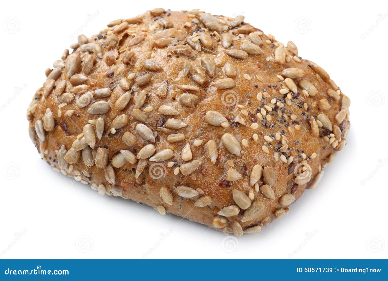 Whole Grains Roll Bread for Breakfast Isolated Stock Image - Image of ...