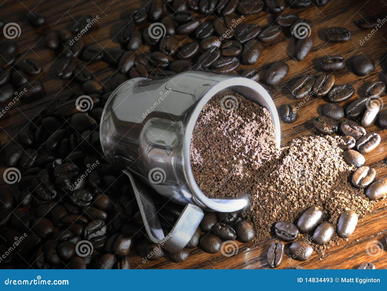 Whole and Ground Coffee Beans Stock Image Image of spilled, brown
