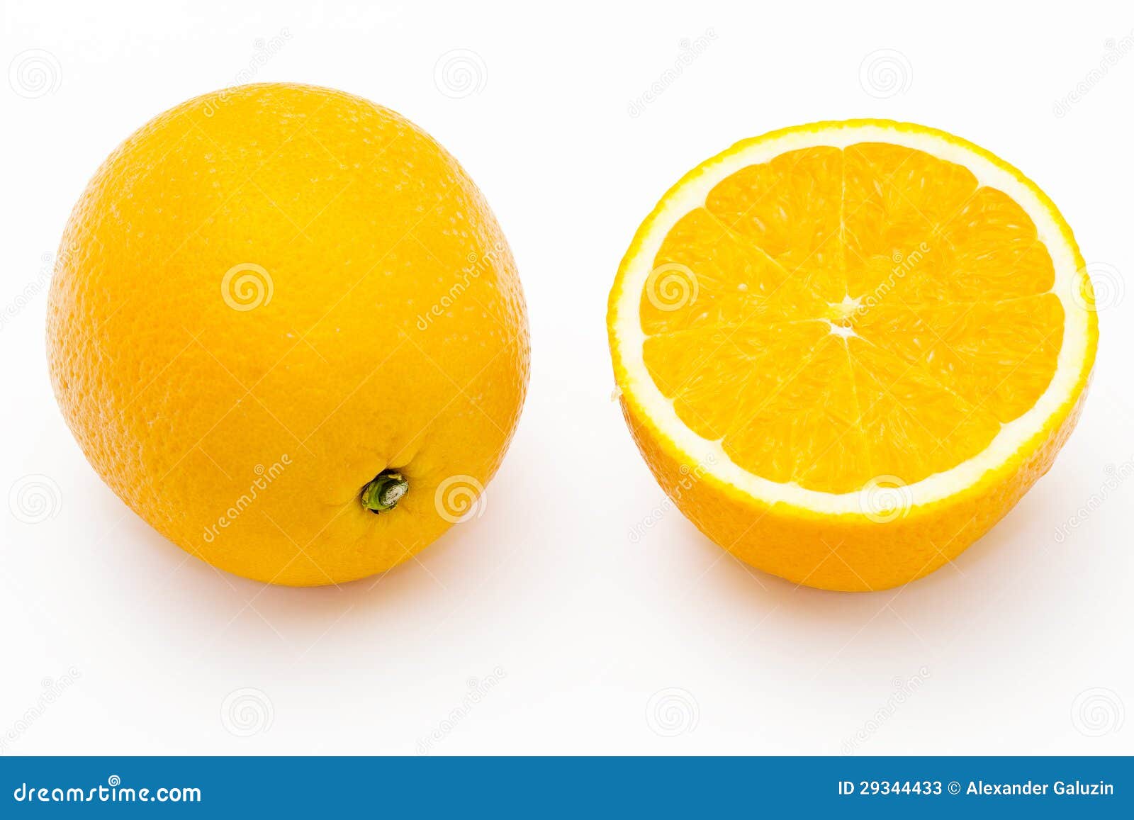 whole and halved oranges