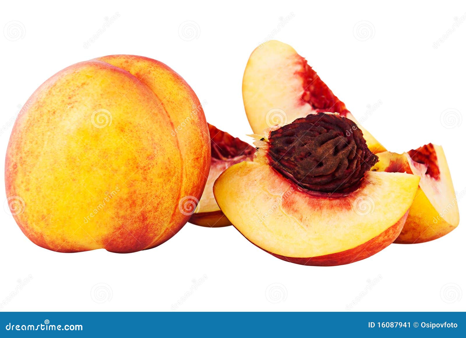 Whole Nectarine And Cut On Shares With A Stone Stock Image Image of