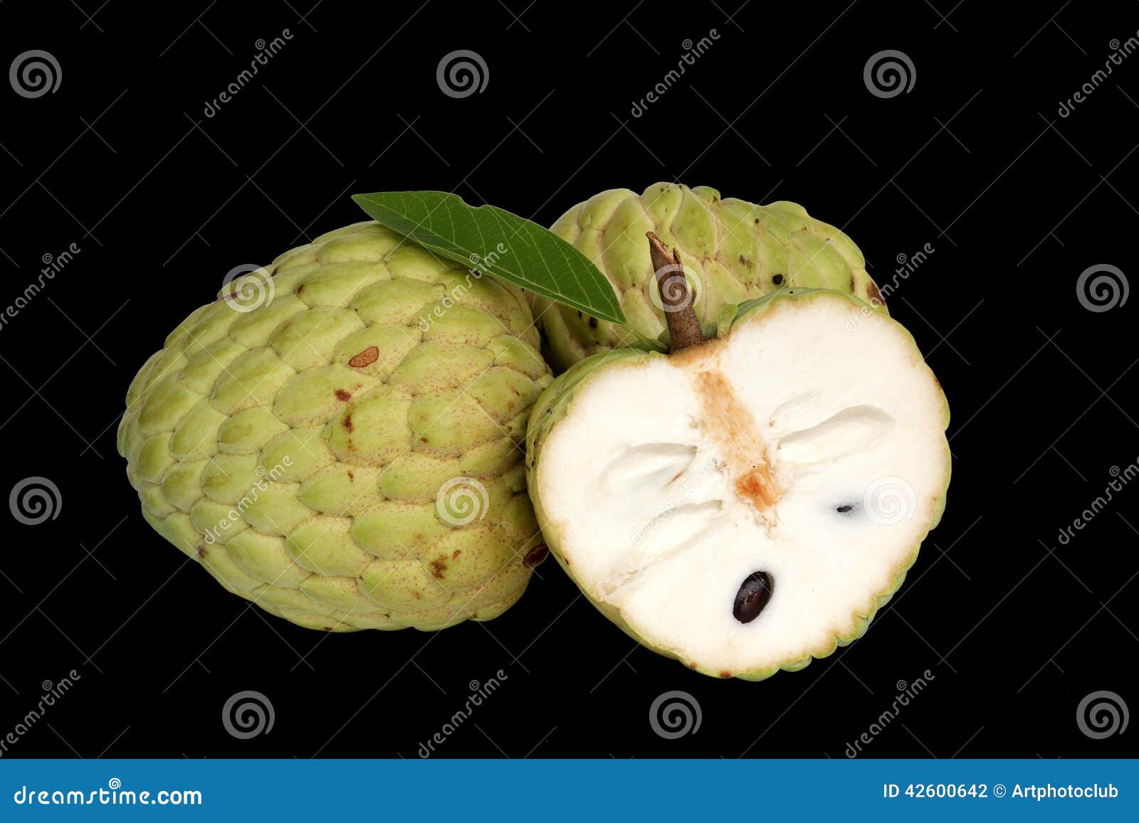whole and partial cherimoya fruit