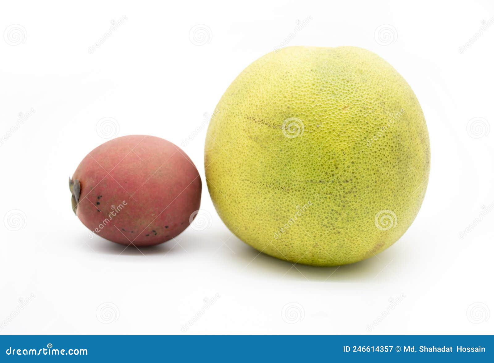 whole pomelo and velvet apple or gaab isolate on white background