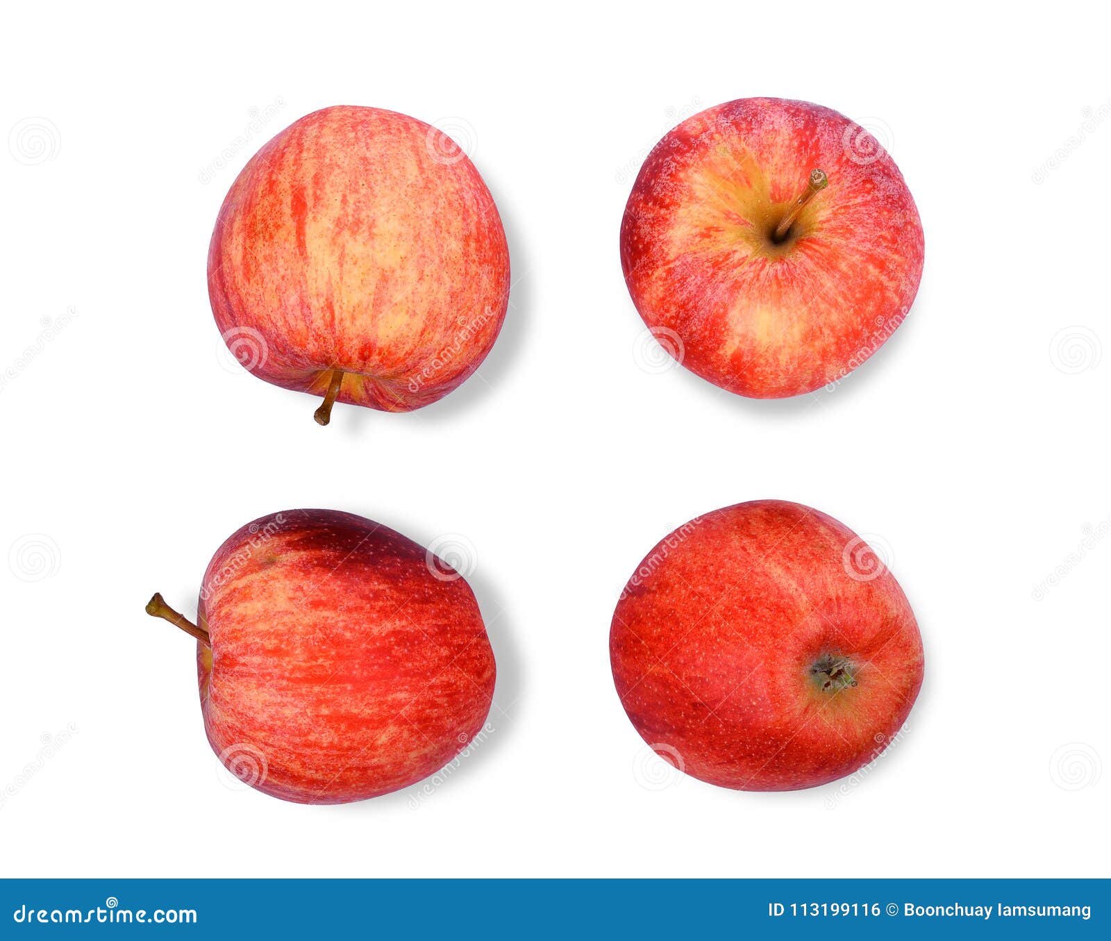 whole red gala apple isloated on white background, flat lay