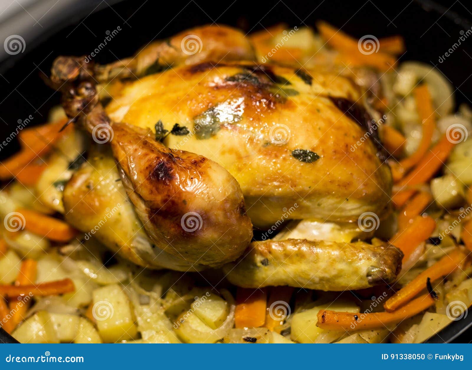 Whole roasted chicken stock photo. Image of close, dark 91338050