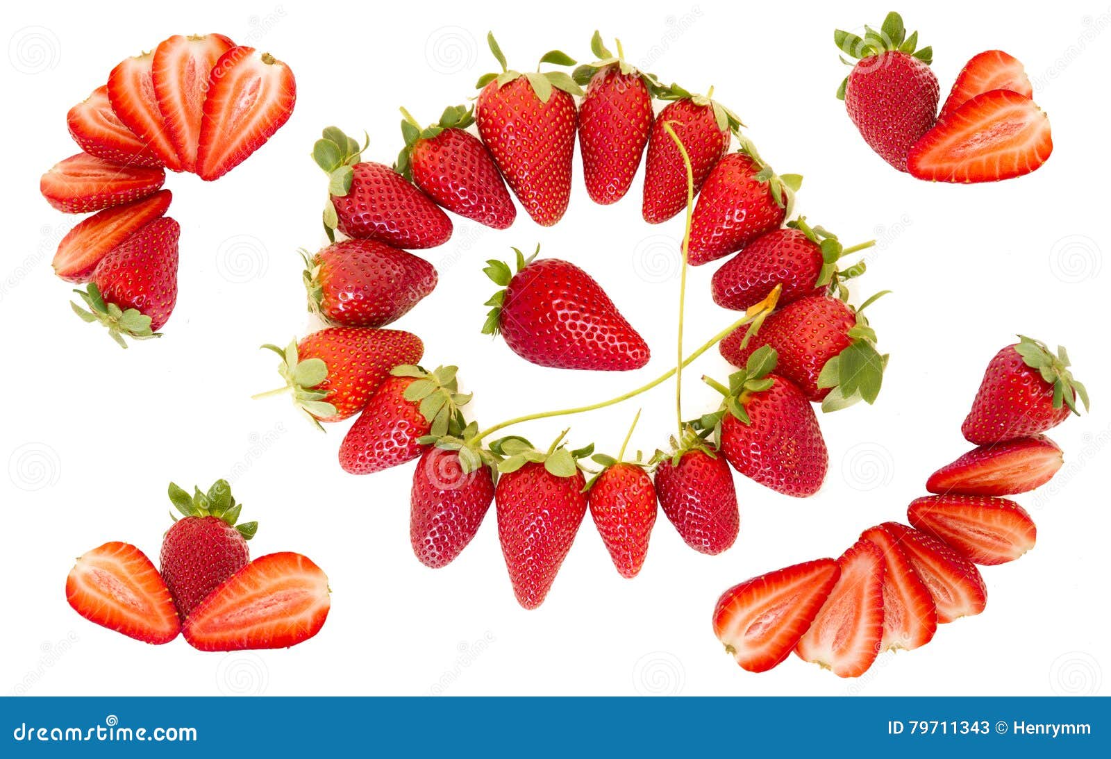 Whole and Sliced Strawberries Stock Image Image of circle, berries