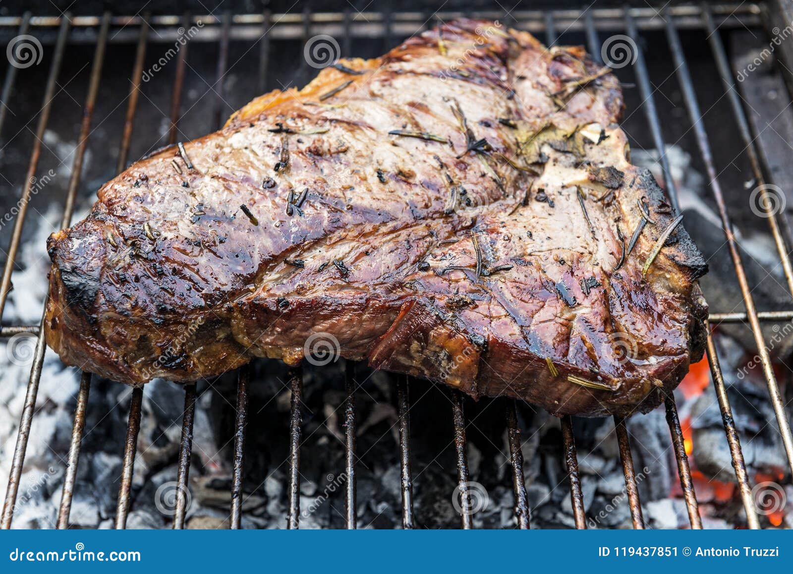 Whole TBone Steak Cooking on Grill Stock Image Image of outdoors