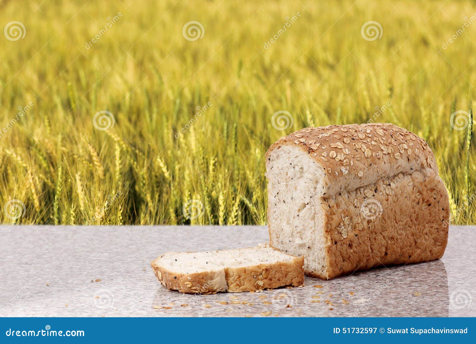 Whole Wheat Bread with Barley Field Stock Image Image of macro