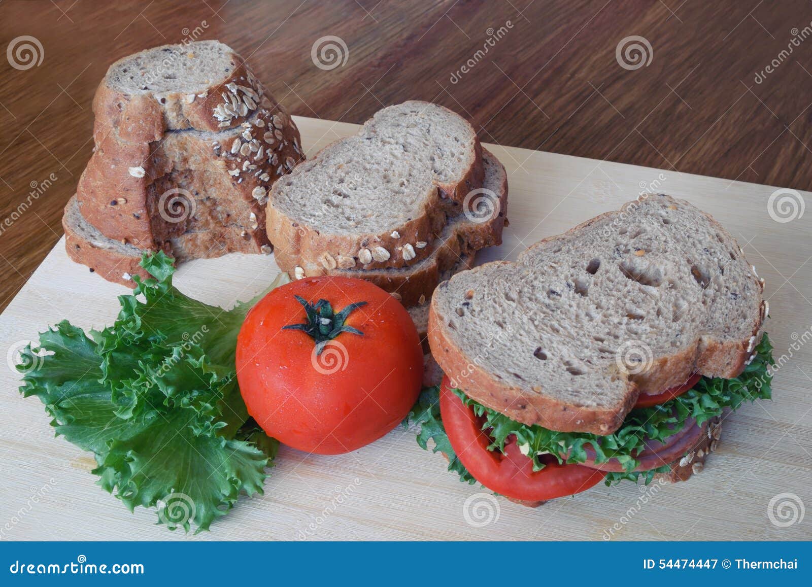 Whole Wheat Bread and Ham Sandwich Stock Image Image of baguette