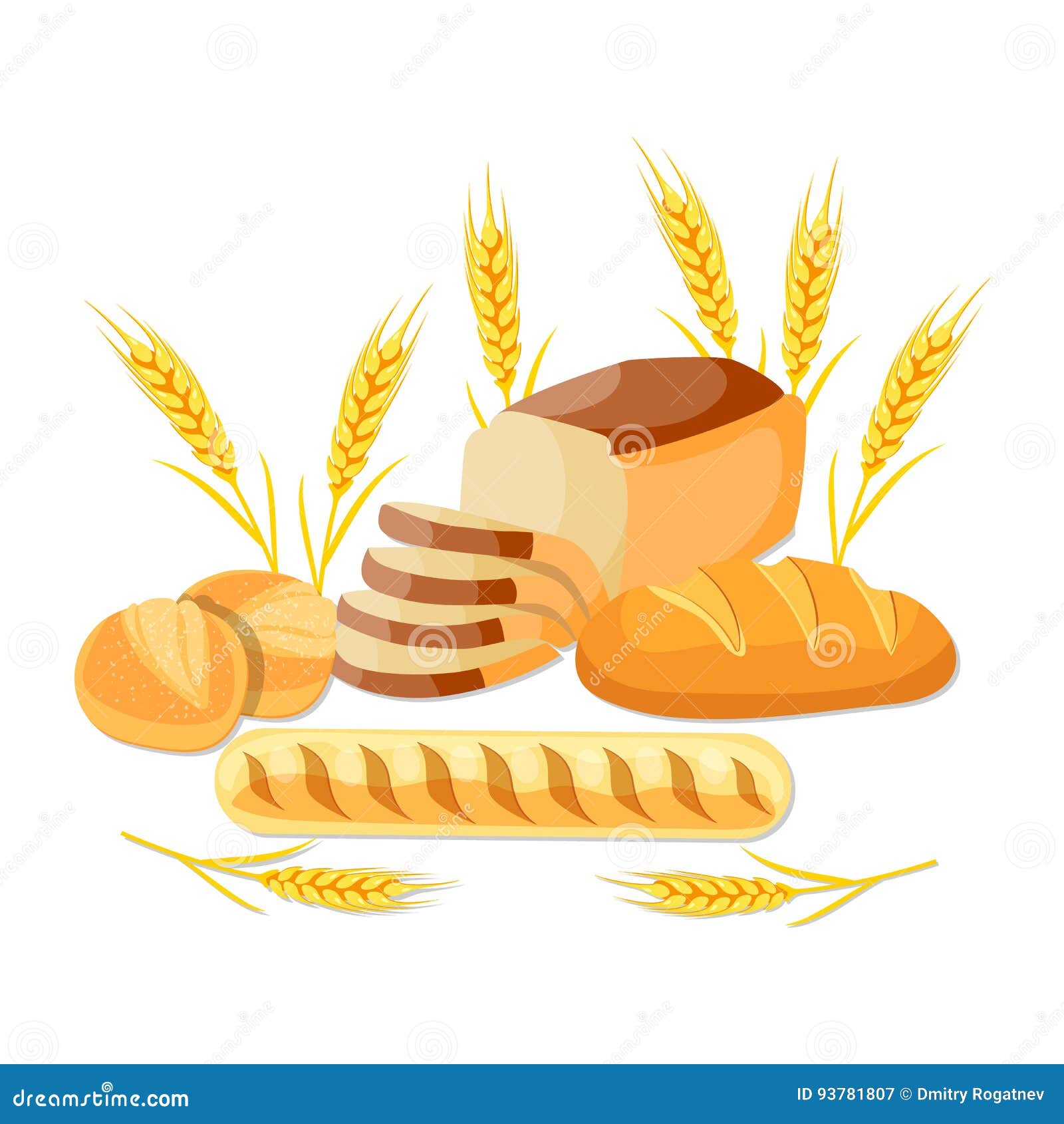 Whole wheat bread stock vector. Illustration of food 93781807