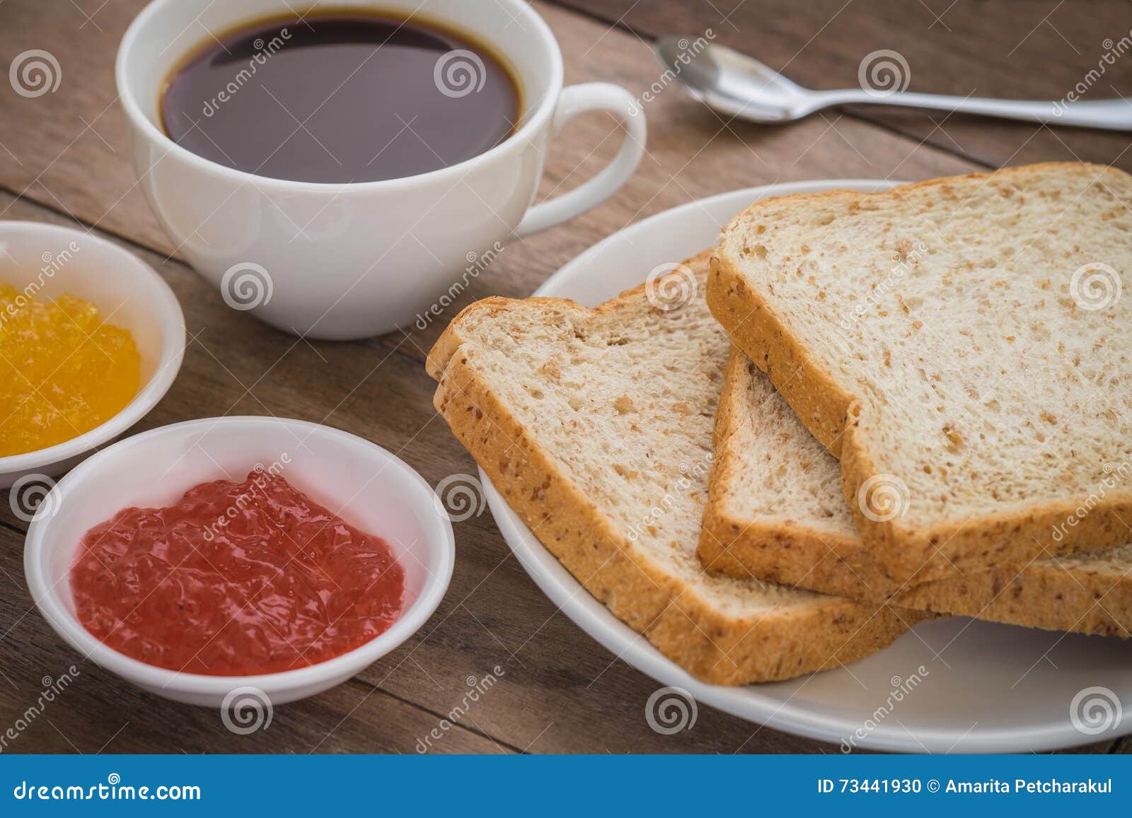 Whole Wheat Bread with Jam and Coffee Cup Stock Photo Image of wheat