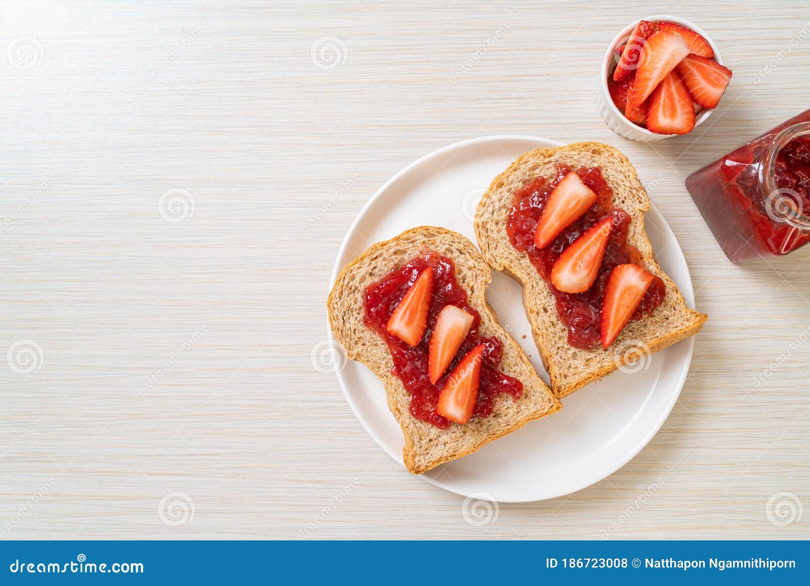 Whole Wheat Bread with Strawberry Jam and Fresh Strawberry Stock Photo Image of nutrition