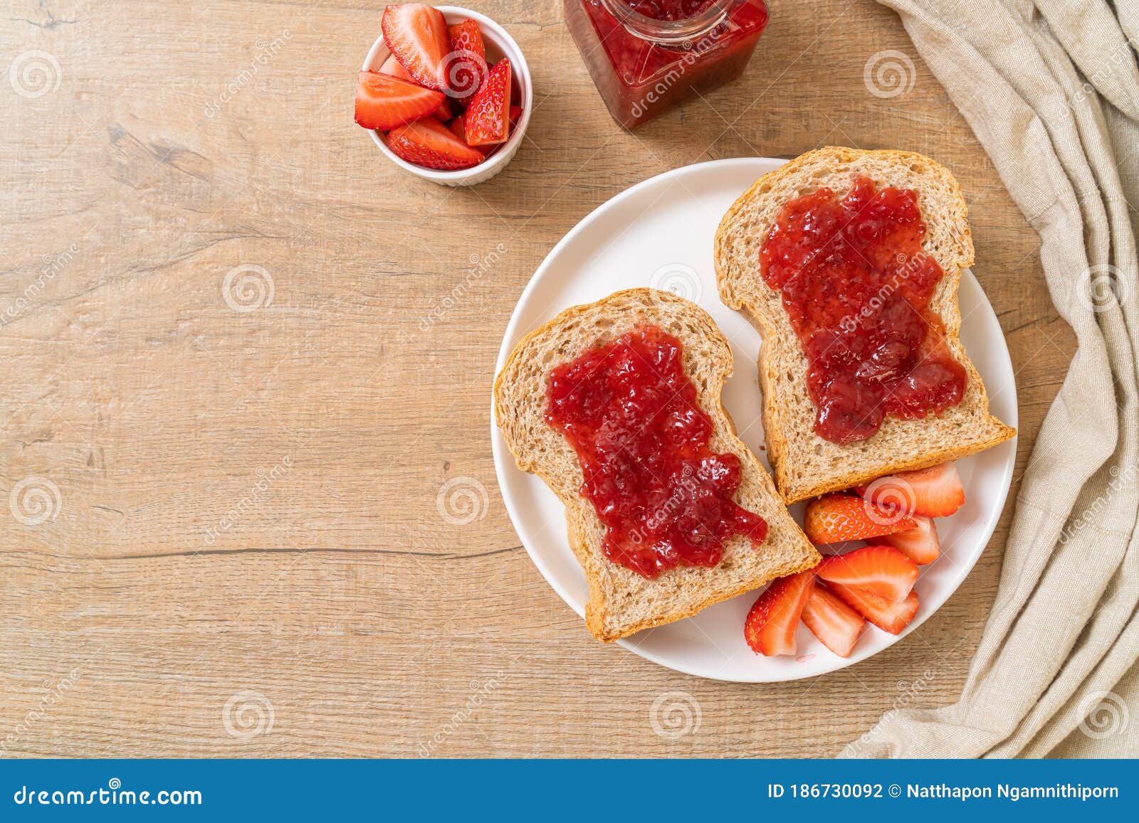 Whole Wheat Bread with Strawberry Jam and Fresh Strawberry Stock Photo Image of fresh