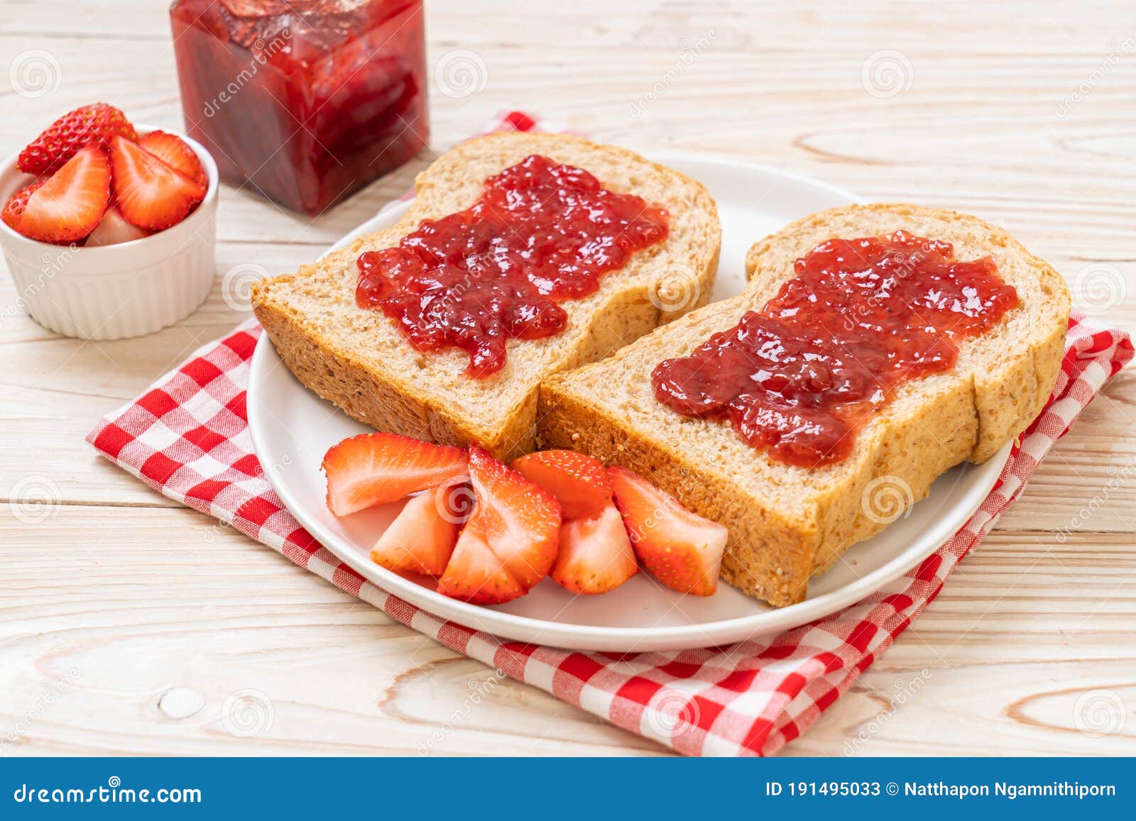 Whole Wheat Bread with Strawberry Jam and Fresh Strawberry Stock Image Image of food, fruit