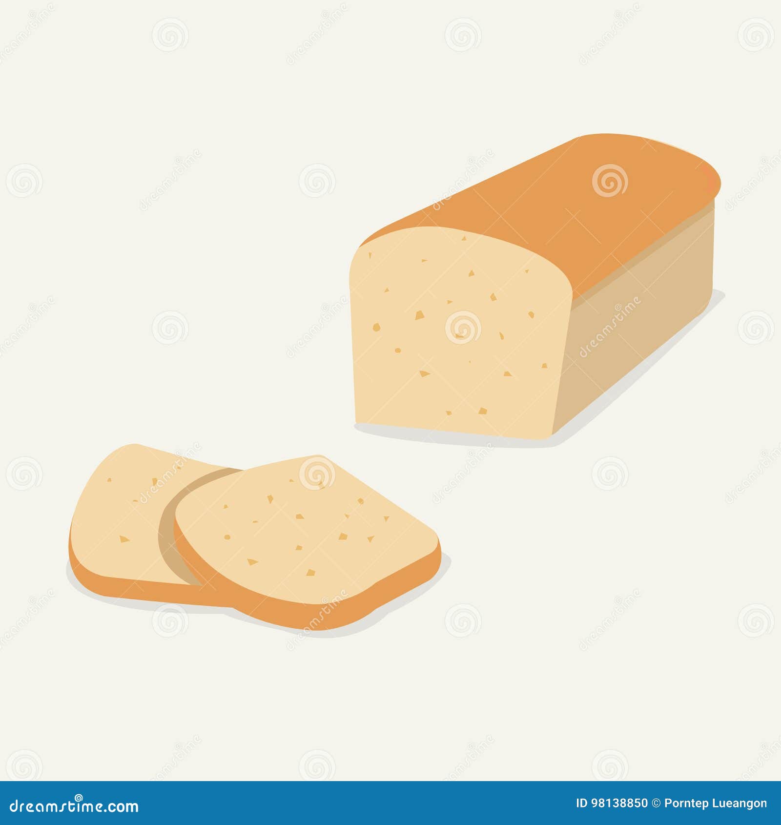 Whole Wheat Bread Vector.Flat Bread Loaf and Sliced Stock Vector