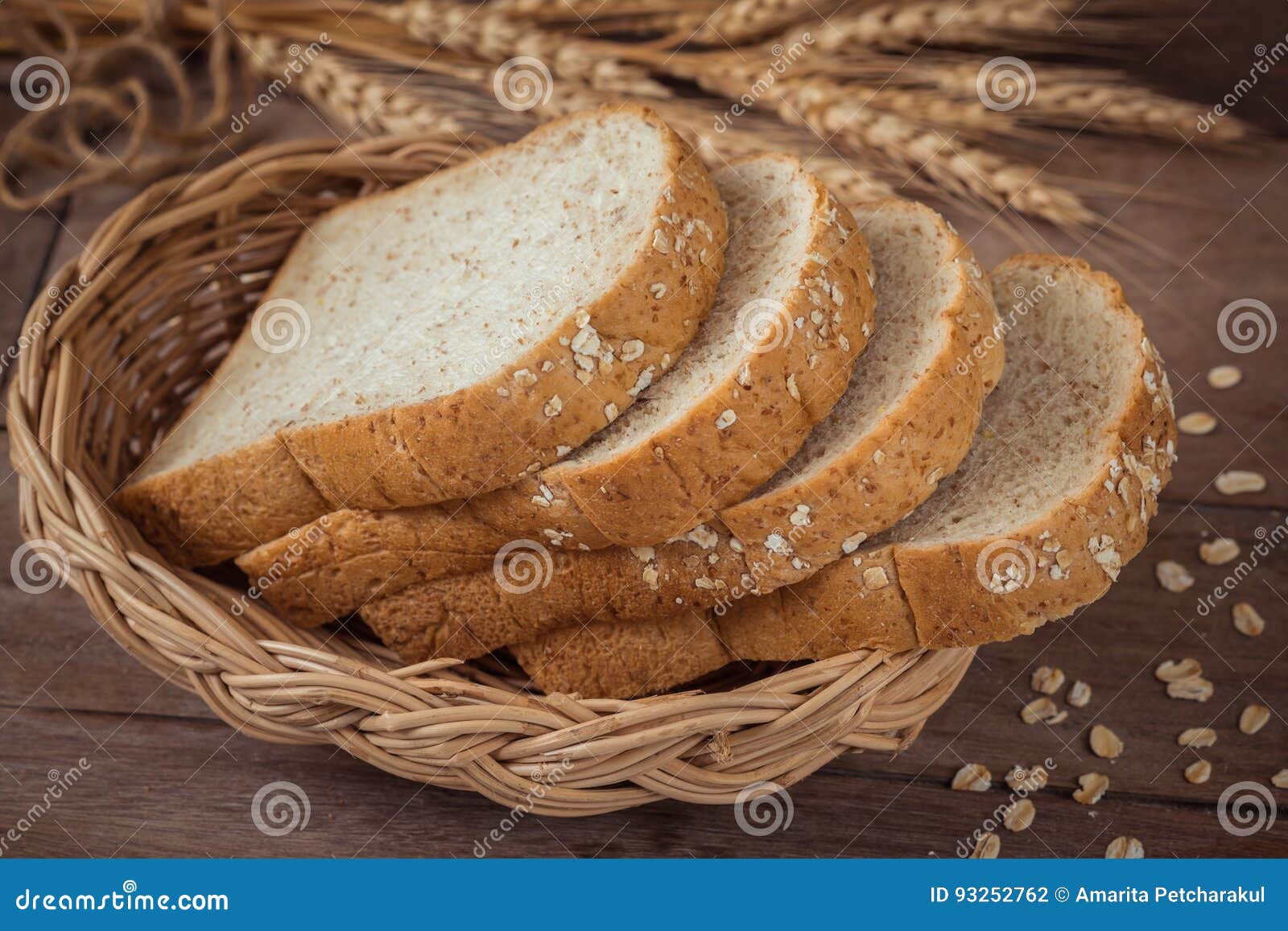 whole wheat bread in wicker basket