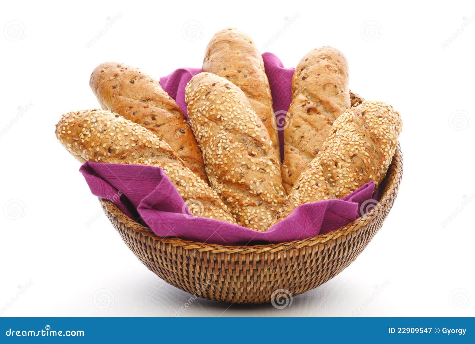Whole Wheat Breads in Basket Stock Image Image of food, loaf 22909547