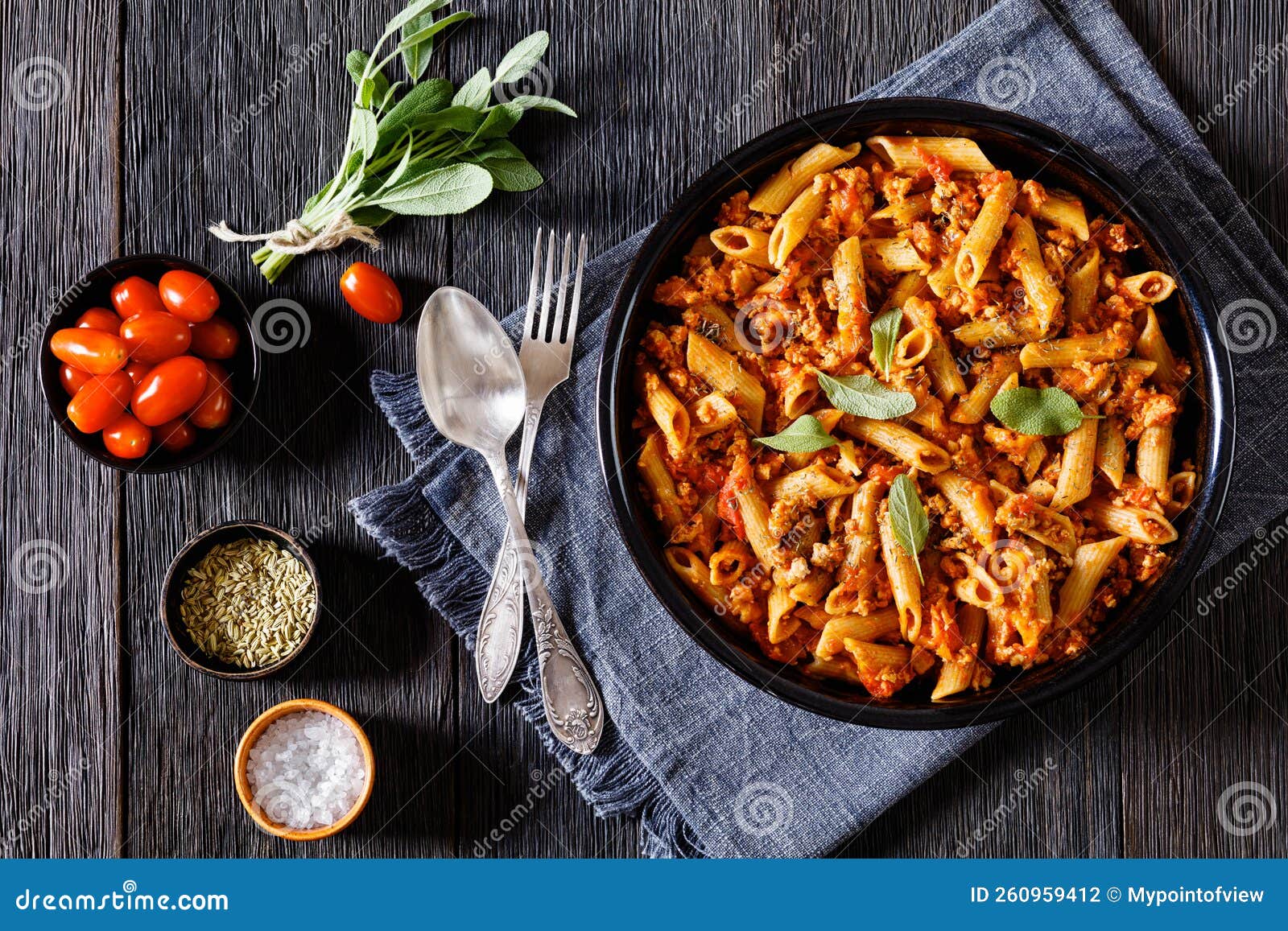 Whole Wheat Pasta Bake with Ground Beef and Cheese Stock Photo - Image