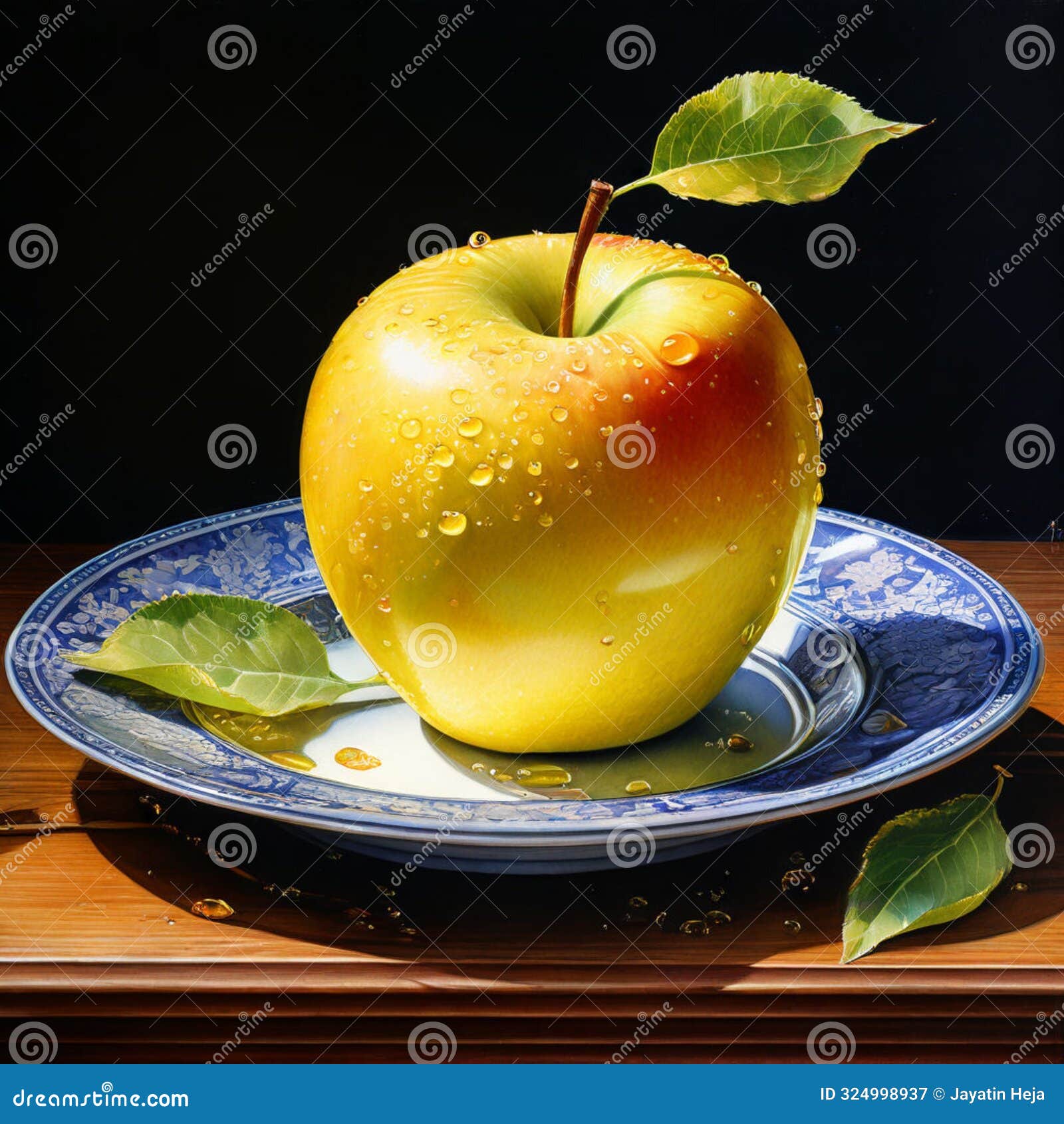 whole yellow apple on a plate