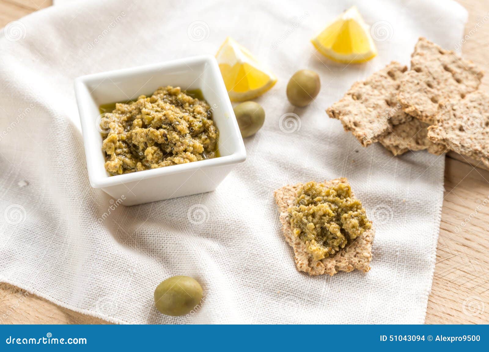 Wholegrain Crackers with Olive Tapenade Stock Photo Image of pile