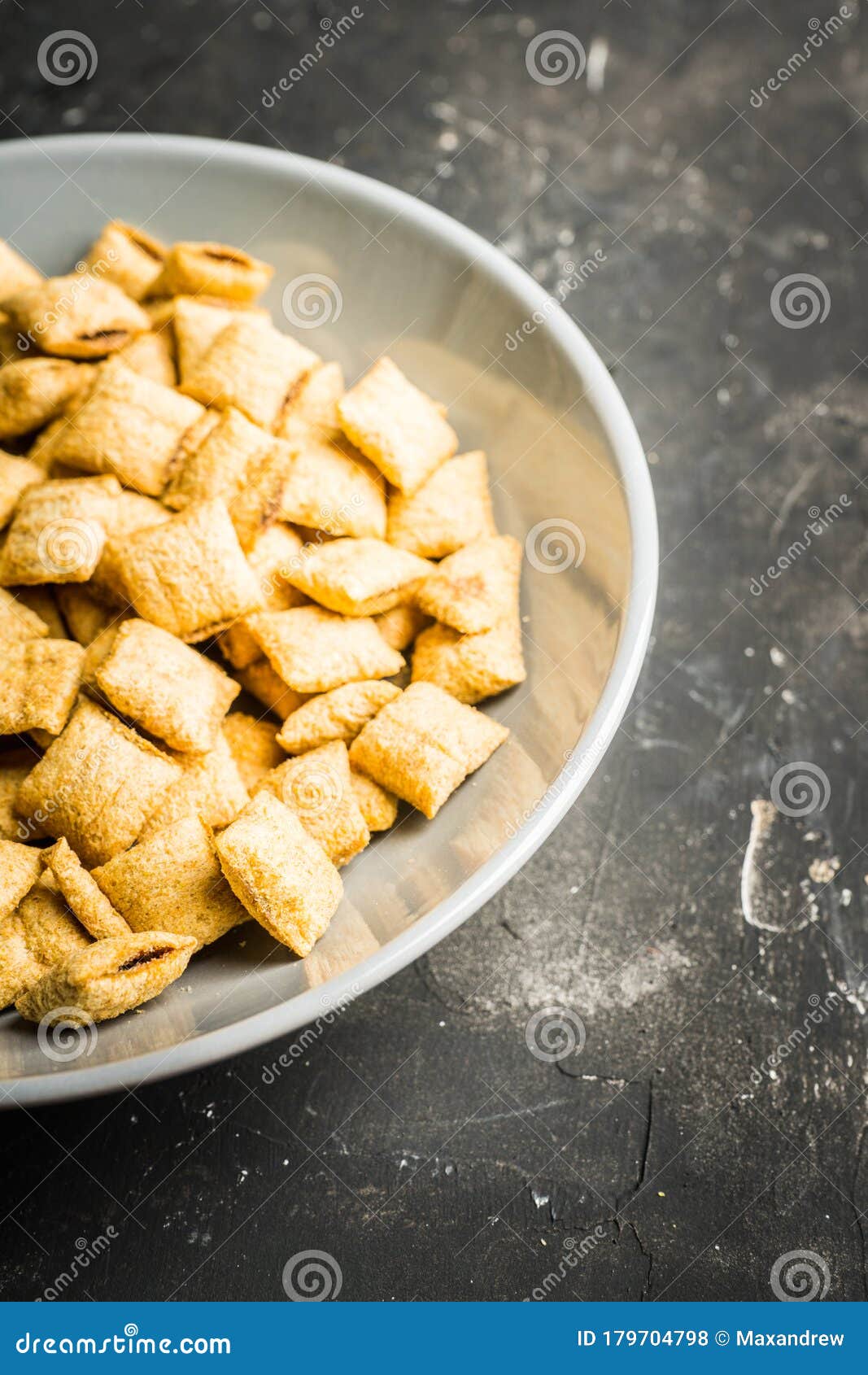 Wholegrain Pillow Cereals in Bowl on the Rustic Background Stock Photo Image of classic