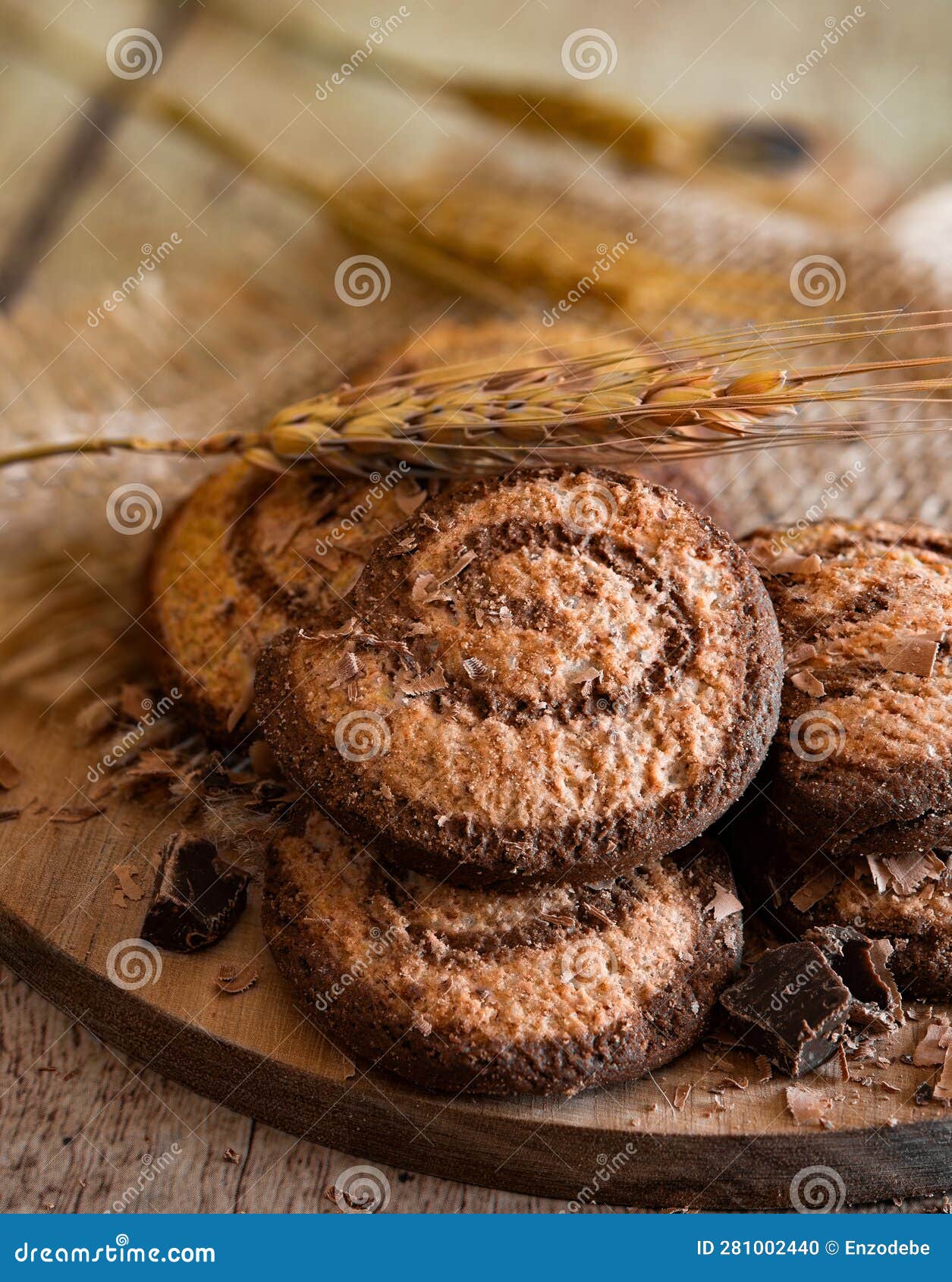 Biscuits with Barley, Spelled, Oats and Chocolate Stock Photo Image