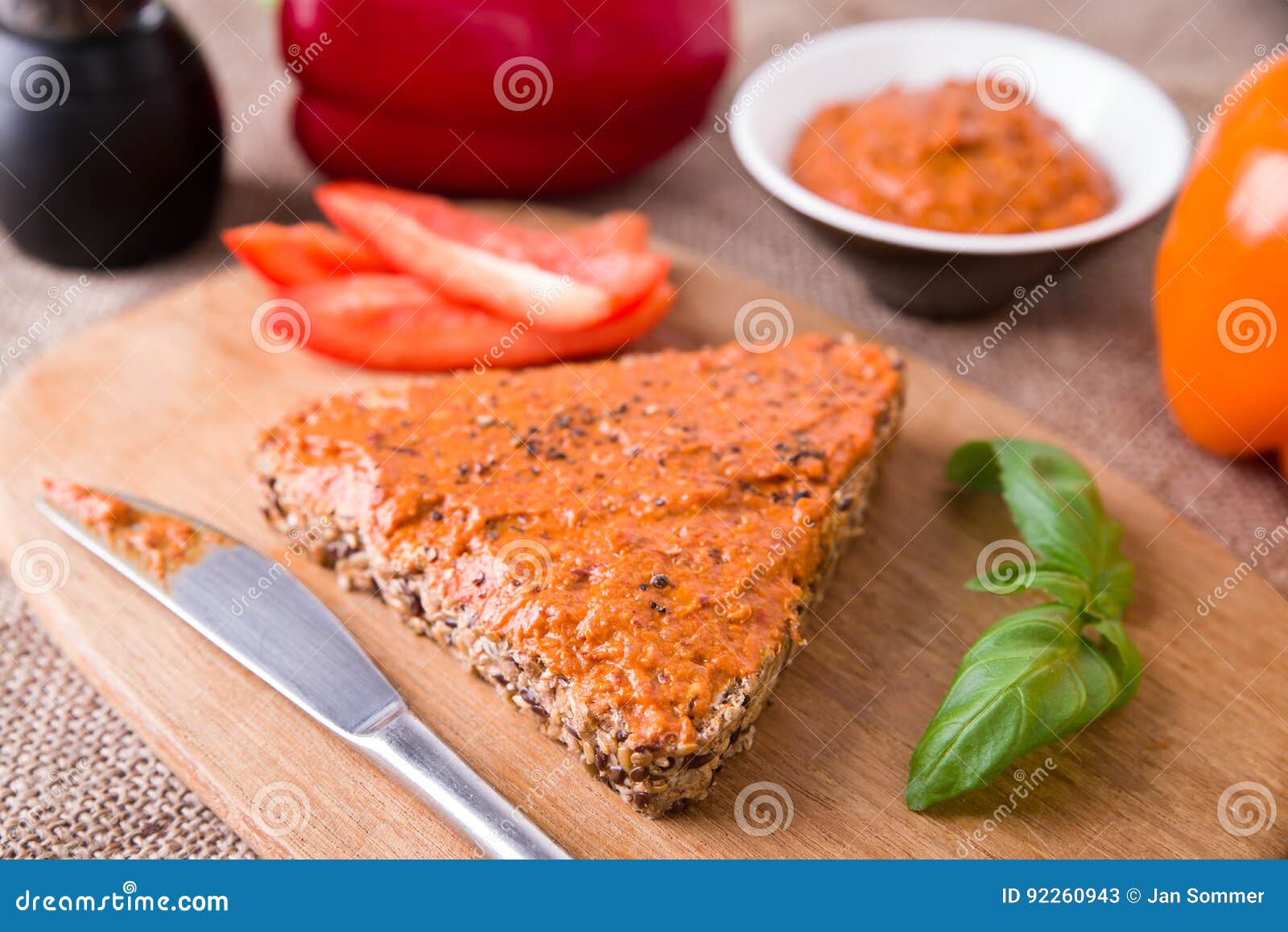 Wholemeal Bread with a Selfmade Vegetarian Spread Stock Image Image of canape, condiment 92260943