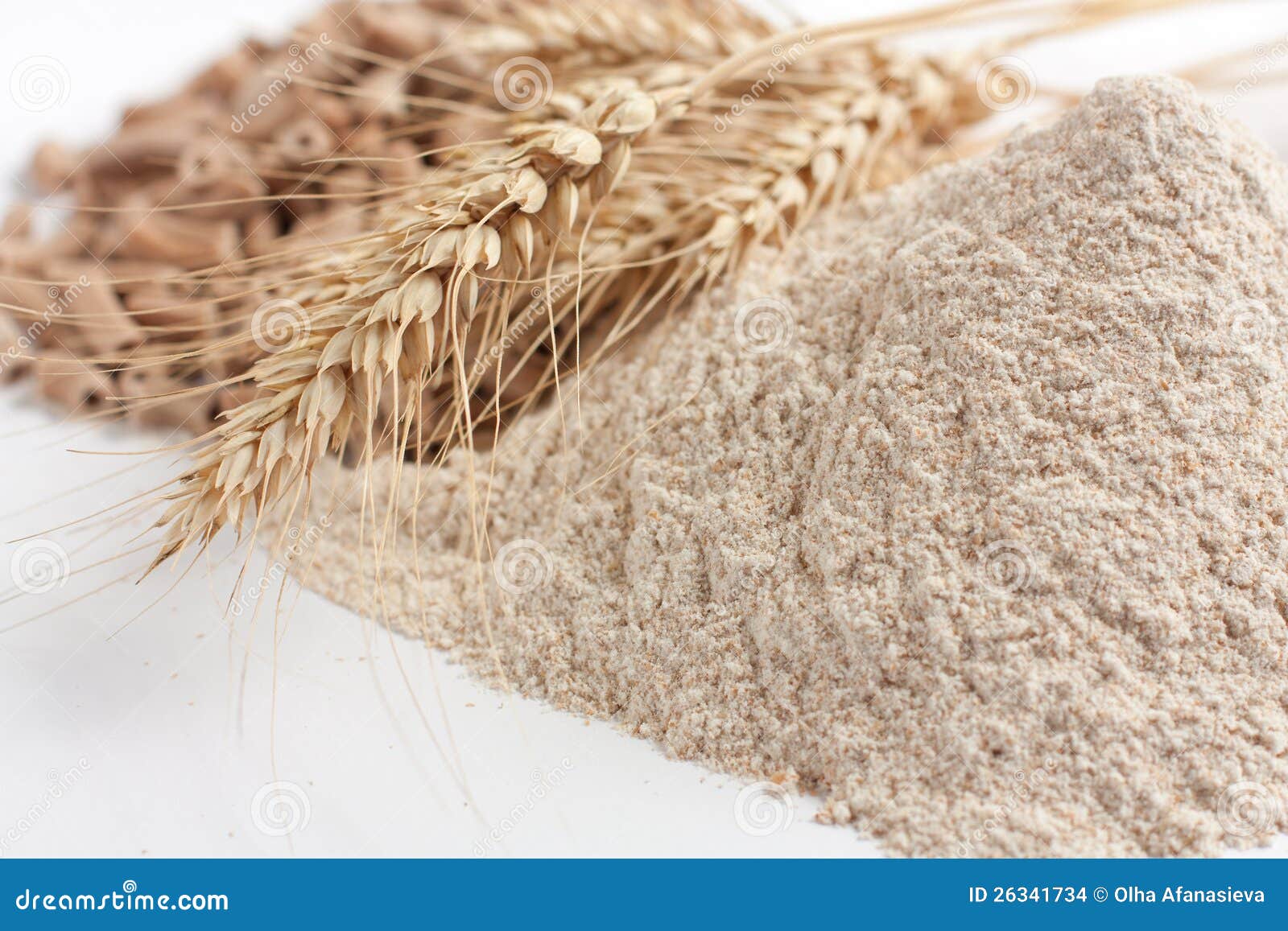 Wholemeal Wheat Flour and Ears of Wheat Stock Photo Image of