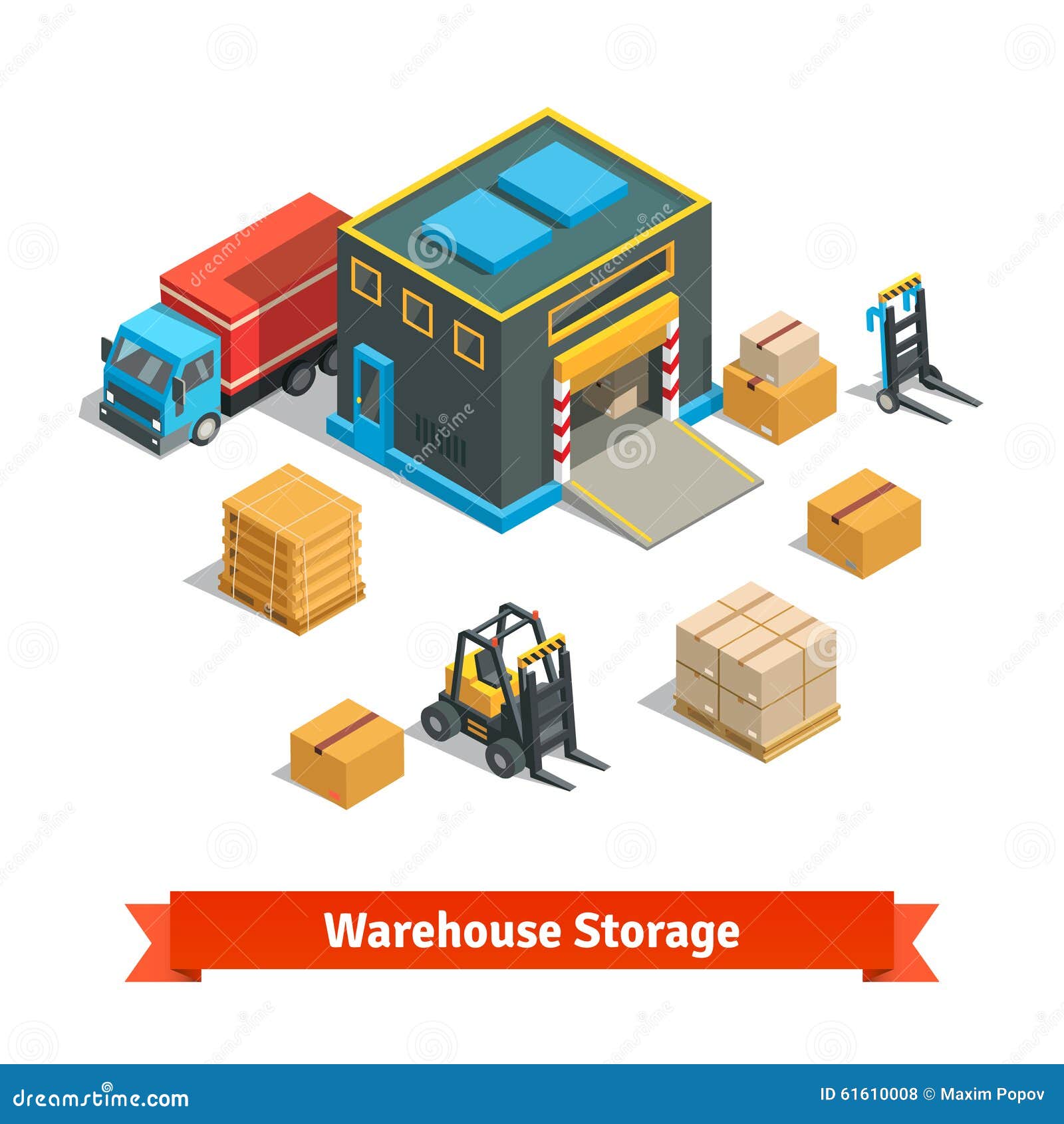 wholesale warehouse storage building with forklift