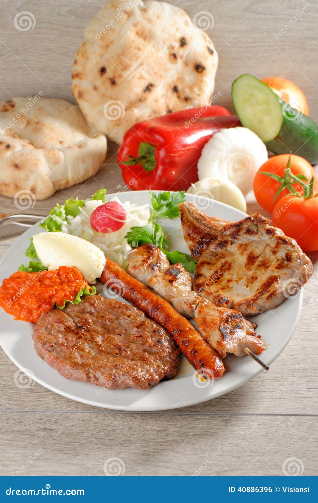 wholesome platter of mixed meats, balkan food