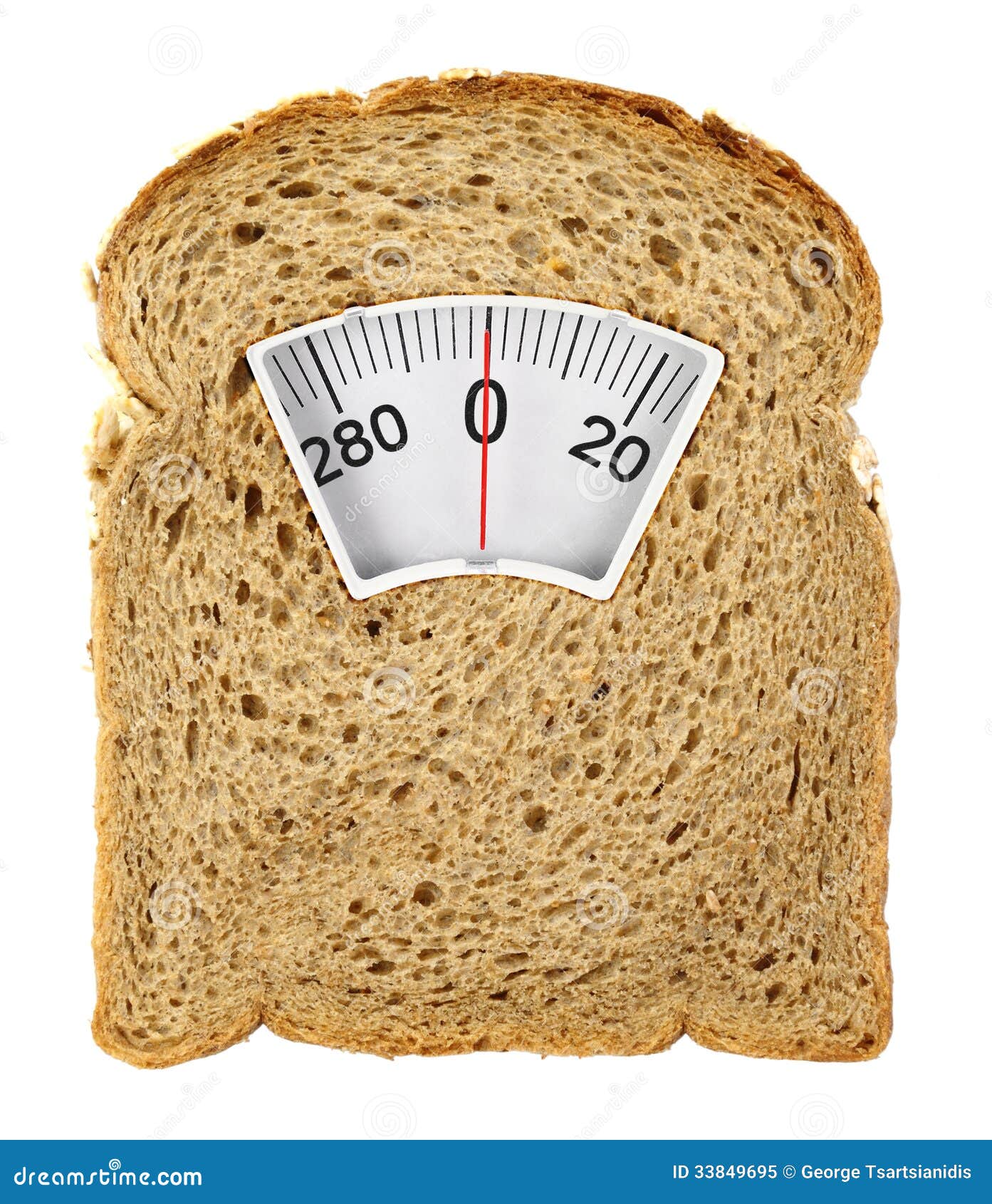 wholesome slice of bread as weighing scale