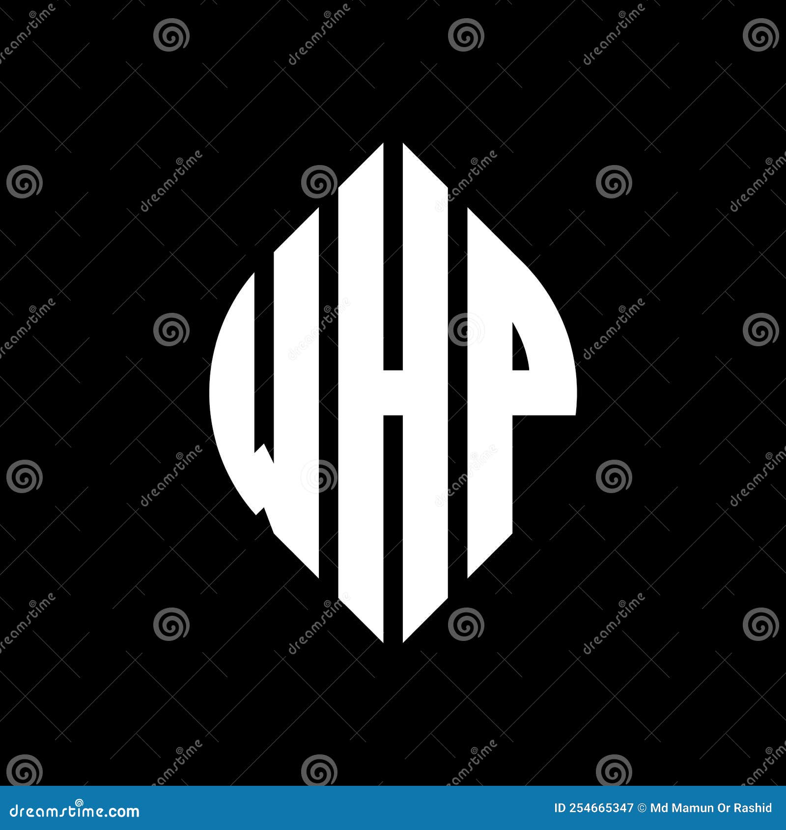 whp circle letter logo  with circle and ellipse . whp ellipse letters with typographic style. the three initials form a