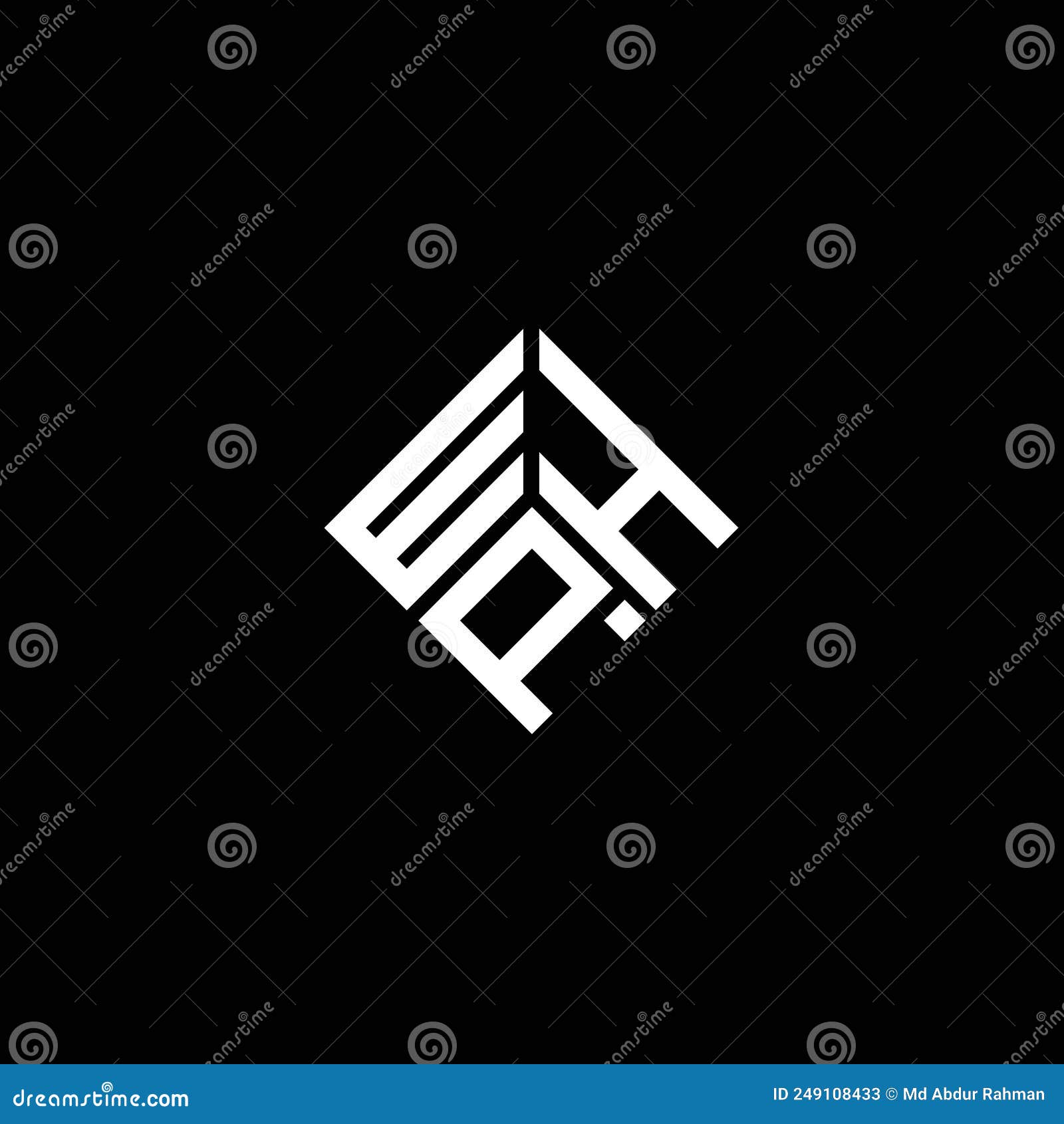 whp letter logo  on black background. whp creative initials letter logo concept. whp letter 
