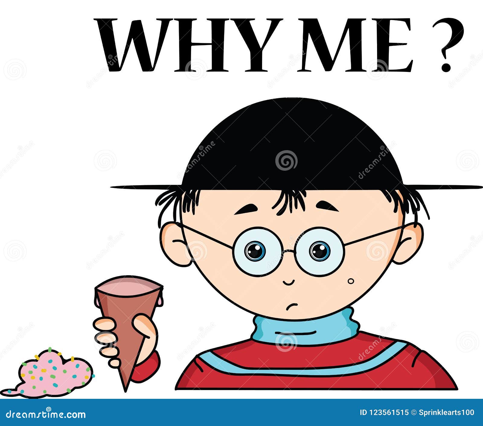 Why Me Cartoon of a Boy with Sad Expression Stock Illustration -  Illustration of funky, eyes: 123561515