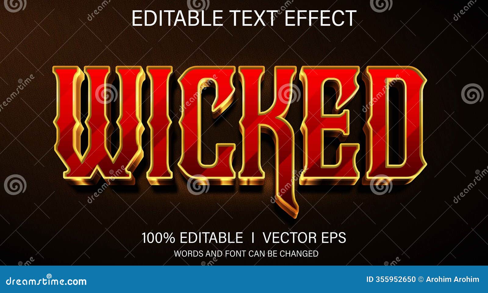 wicked 3d  text effect with modern style 