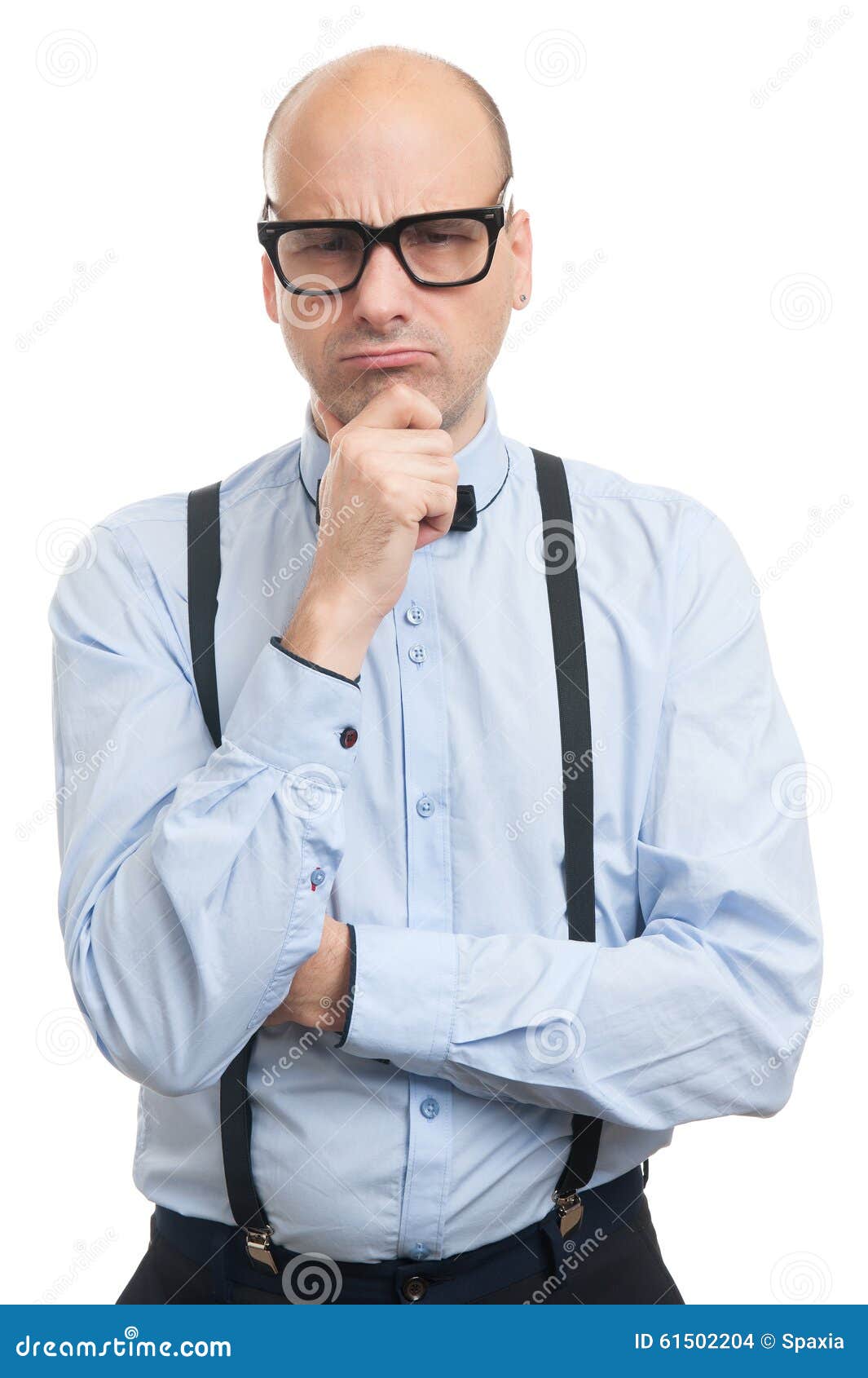 Wicked Guy with Suspenders and Bowtie Stock Photo Image of looking